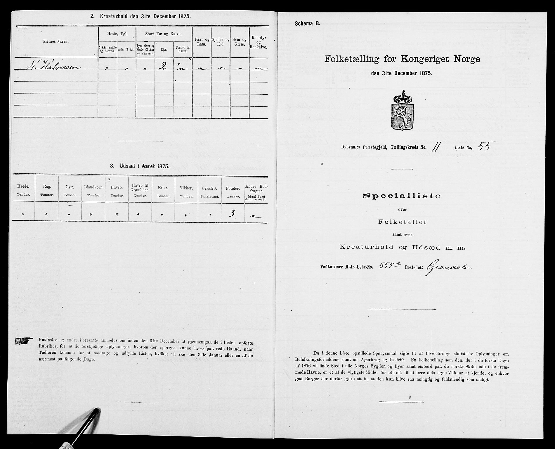 SAK, 1875 census for 0915P Dypvåg, 1875, p. 1622