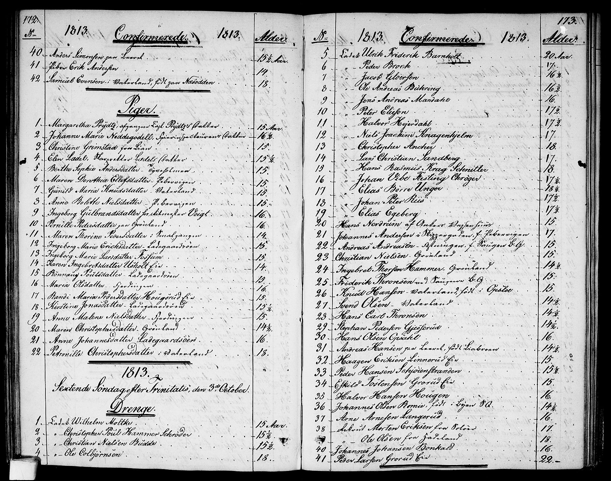 Garnisonsmenigheten Kirkebøker, SAO/A-10846/G/Ga/L0002: Parish register (copy) no. 2, 1810-1814, p. 172-173