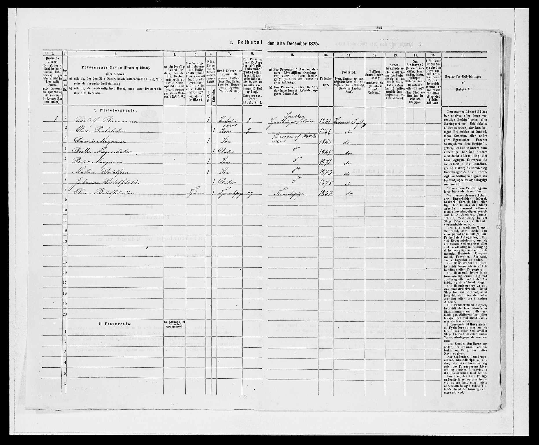 SAB, 1875 Census for 1444P Hornindal, 1875, p. 390