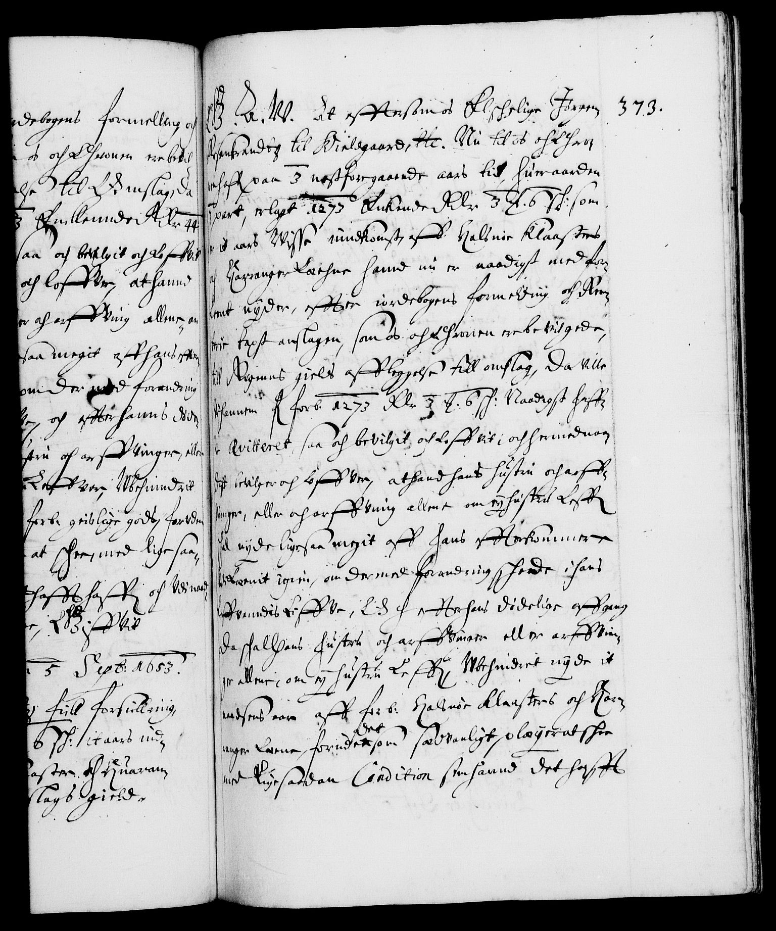 Danske Kanselli 1572-1799, AV/RA-EA-3023/F/Fc/Fca/Fcaa/L0008: Norske registre (mikrofilm), 1651-1656, p. 373a