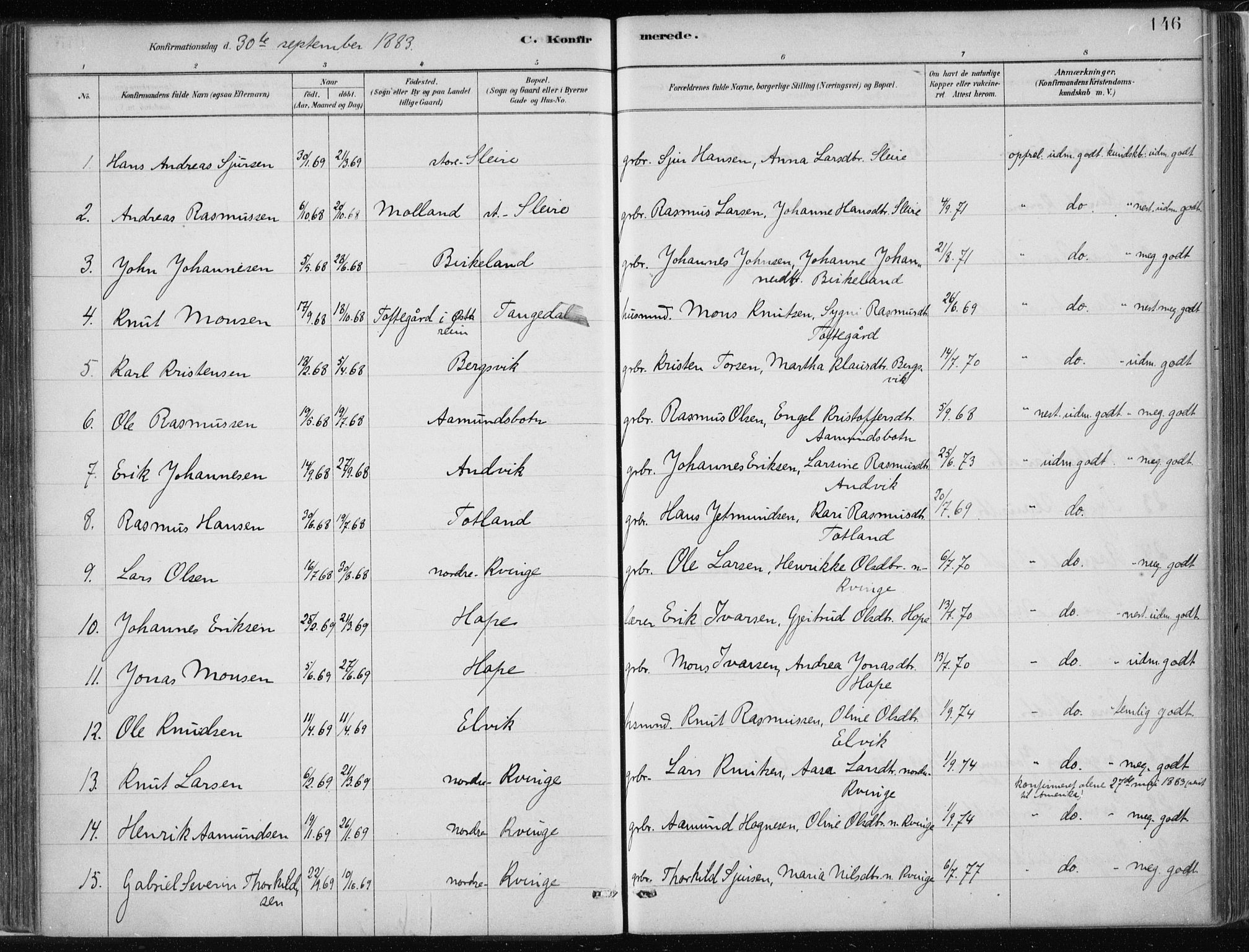 Masfjorden Sokneprestembete, SAB/A-77001: Parish register (official) no. B  1, 1876-1899, p. 146