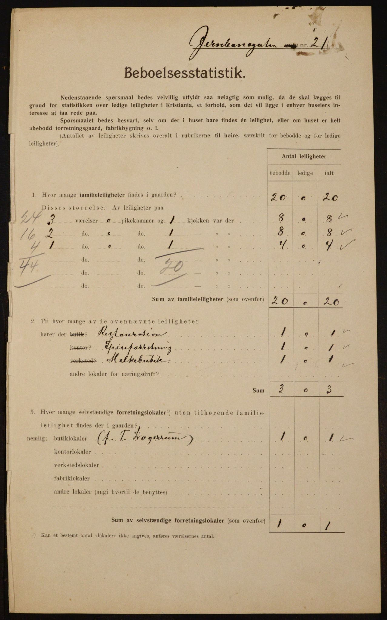 OBA, Municipal Census 1910 for Kristiania, 1910, p. 45595