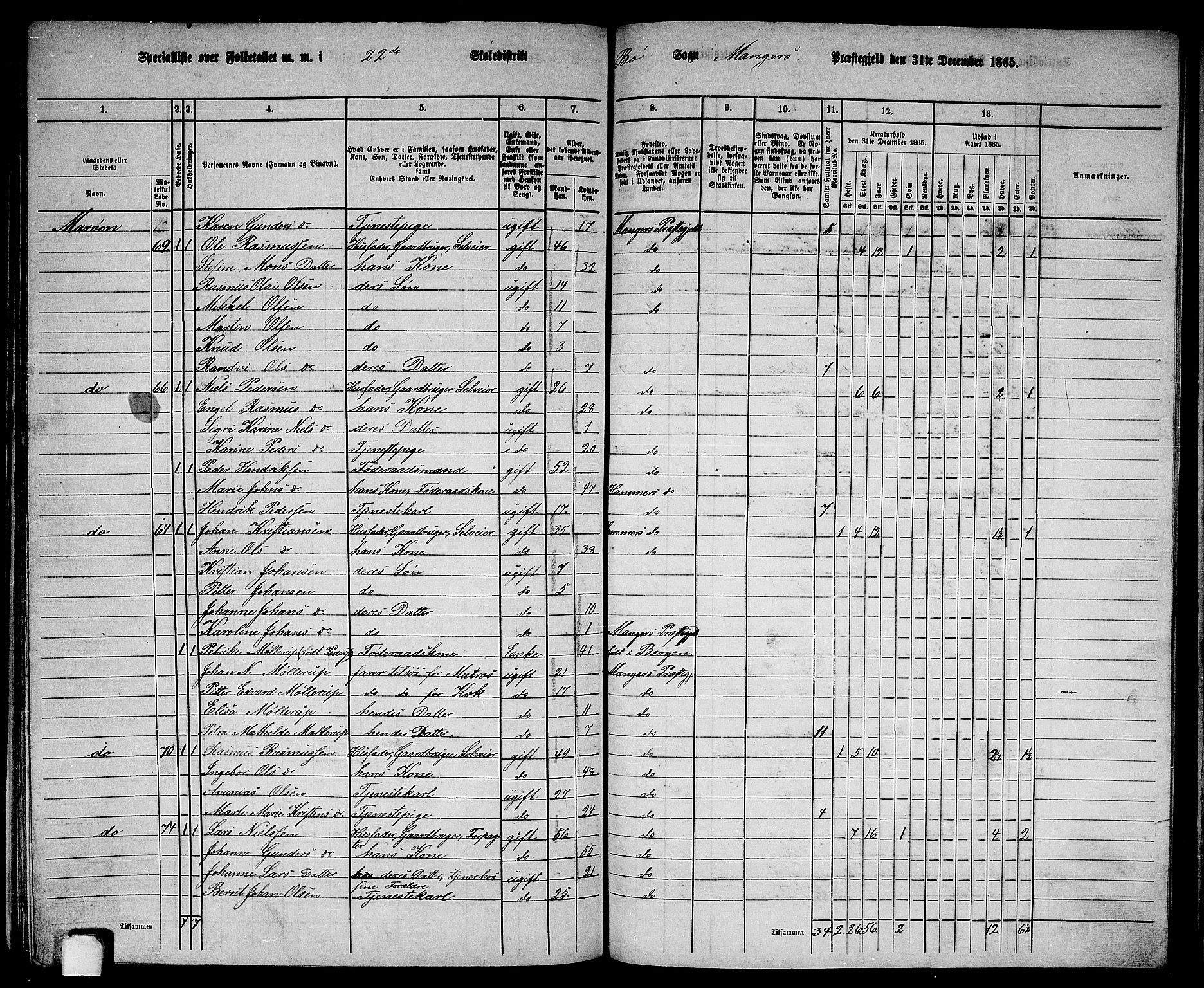 RA, 1865 census for Manger, 1865, p. 270