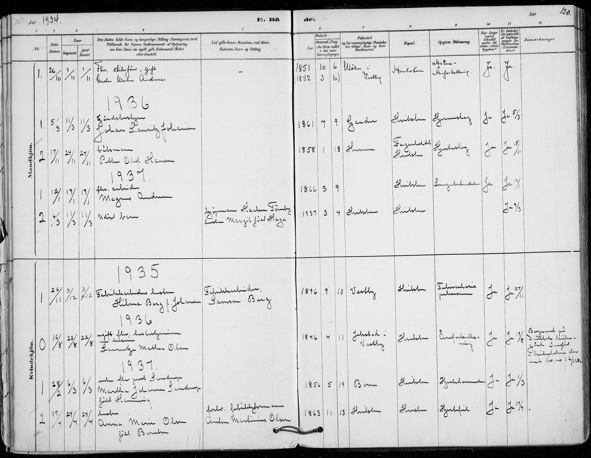 Vestby prestekontor Kirkebøker, SAO/A-10893/F/Fd/L0001: Parish register (official) no. IV 1, 1878-1945, p. 120
