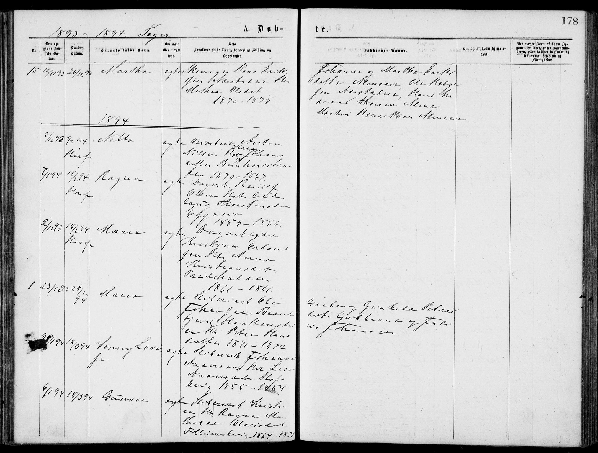 Norderhov kirkebøker, SAKO/A-237/G/Gb/L0001: Parish register (copy) no. II 1, 1876-1899, p. 178