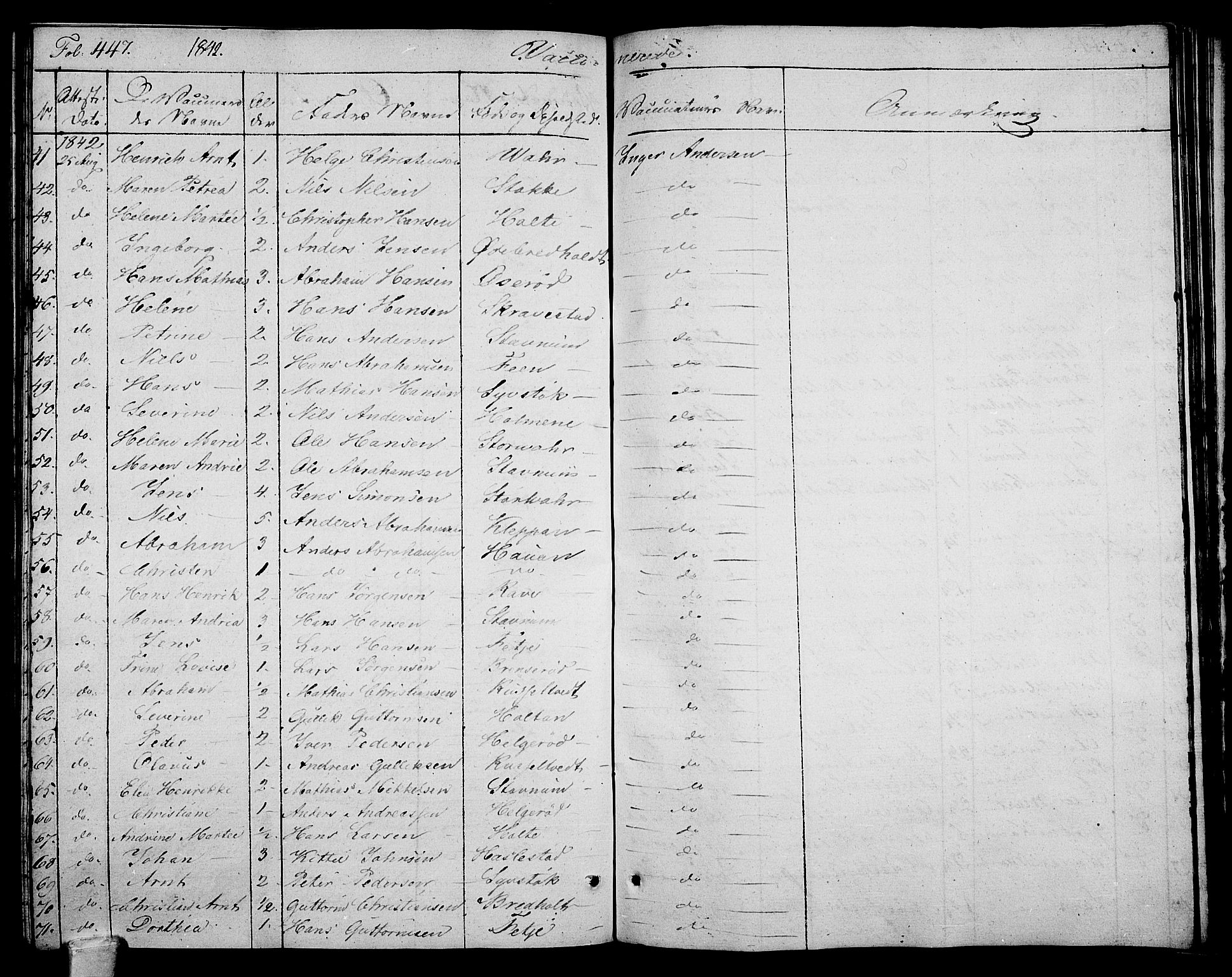 Stokke kirkebøker, AV/SAKO-A-320/F/Fa/L0006: Parish register (official) no. I 6, 1826-1843, p. 447