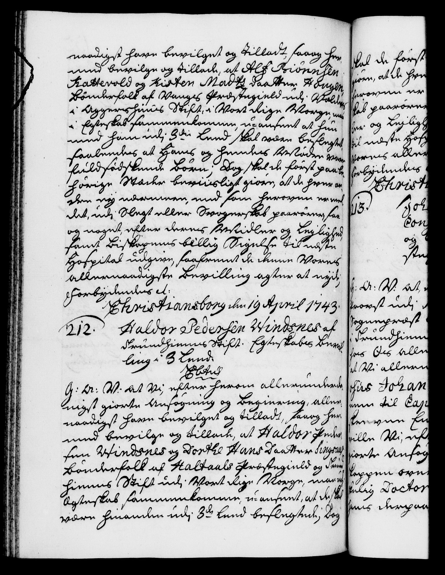 Danske Kanselli 1572-1799, RA/EA-3023/F/Fc/Fca/Fcaa/L0033: Norske registre, 1743-1744, p. 132b