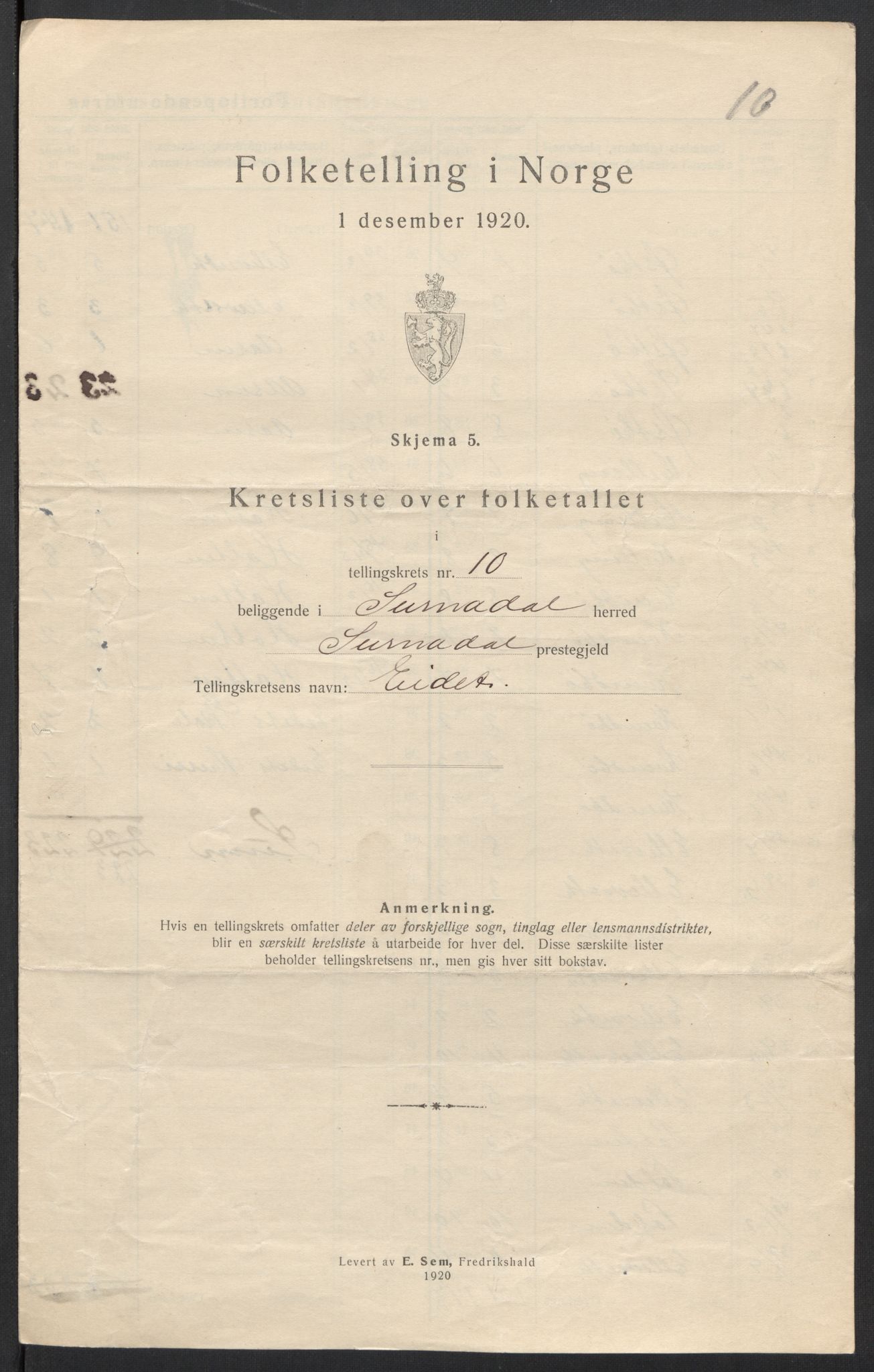 SAT, 1920 census for Surnadal, 1920, p. 33