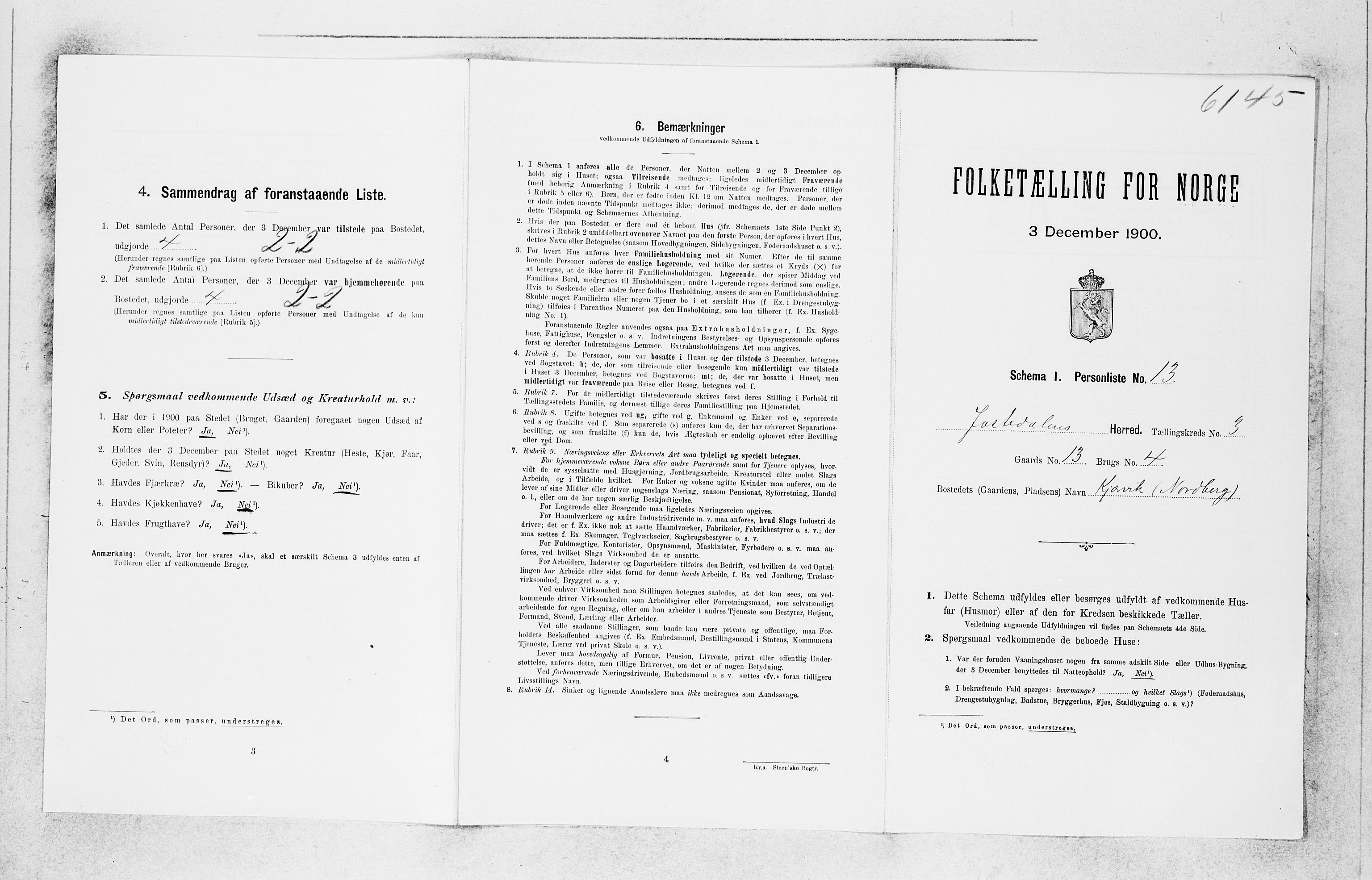 SAB, 1900 census for Jostedal, 1900, p. 140