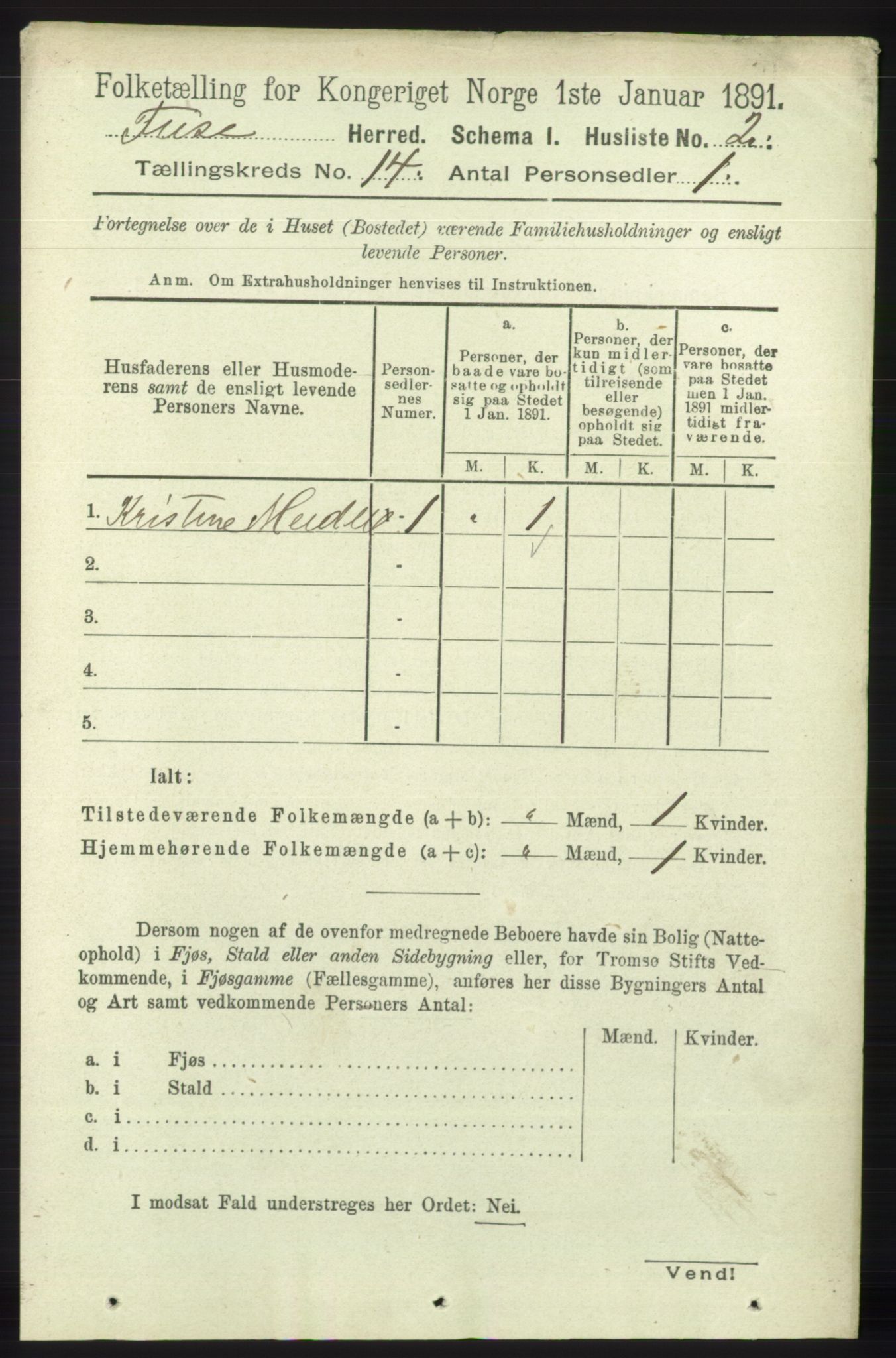 RA, 1891 census for 1241 Fusa, 1891, p. 3143