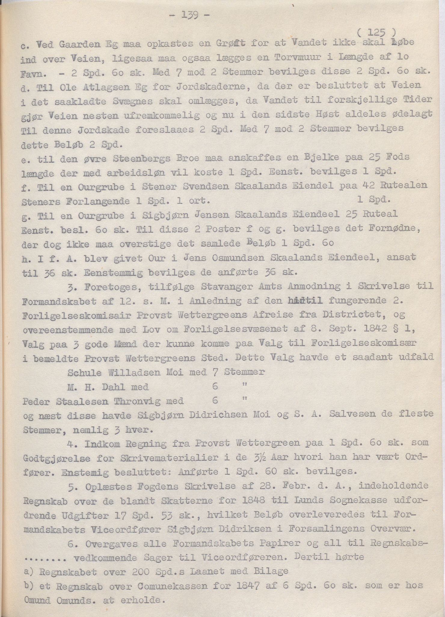 Lund kommune - Formannskapet/Formannskapskontoret, IKAR/K-101761/A/Aa/Aaa/L0002: Forhandlingsprotokoll, 1837-1865, p. 139