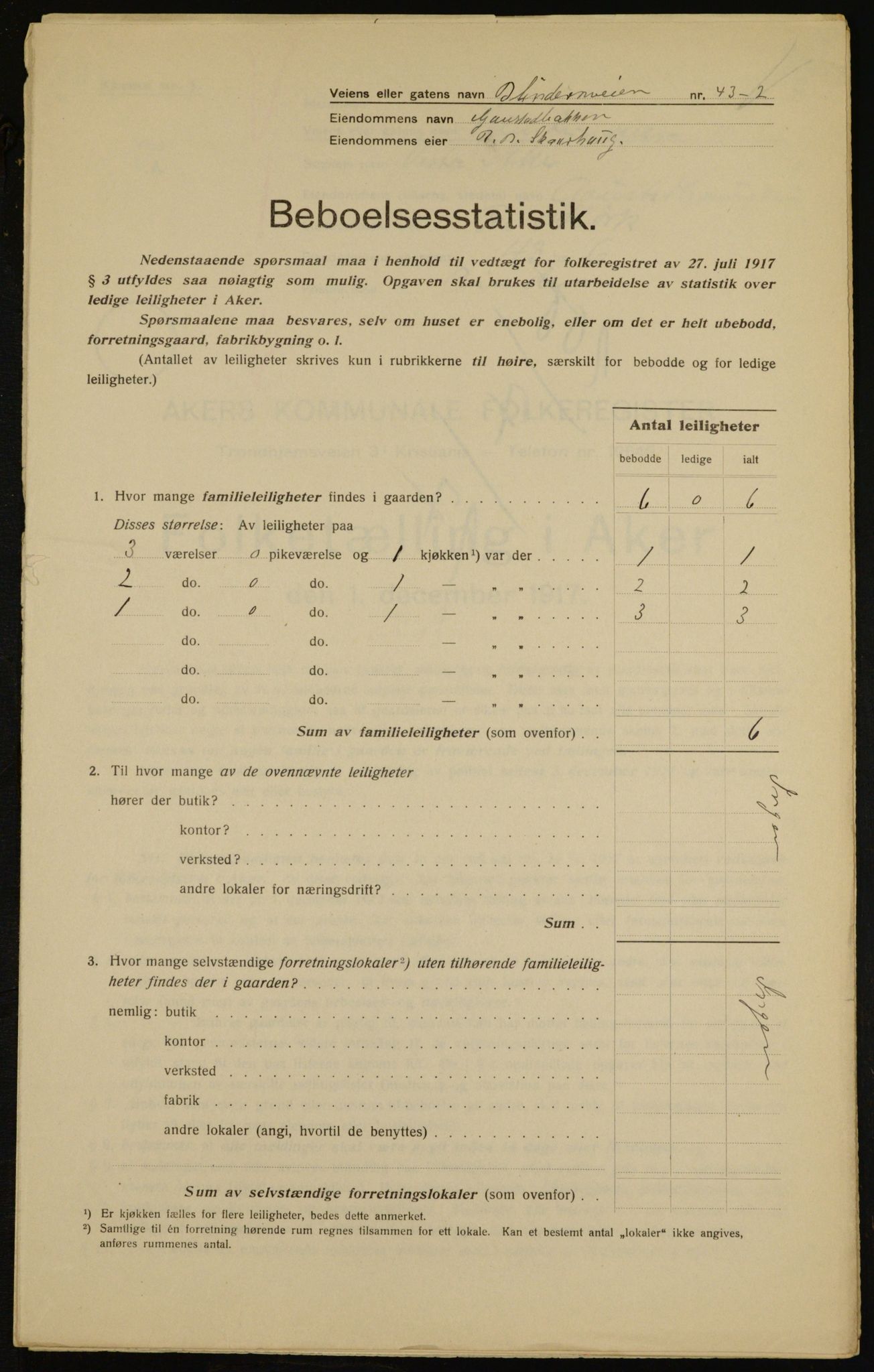 OBA, Municipal Census 1917 for Aker, 1917, p. 10410