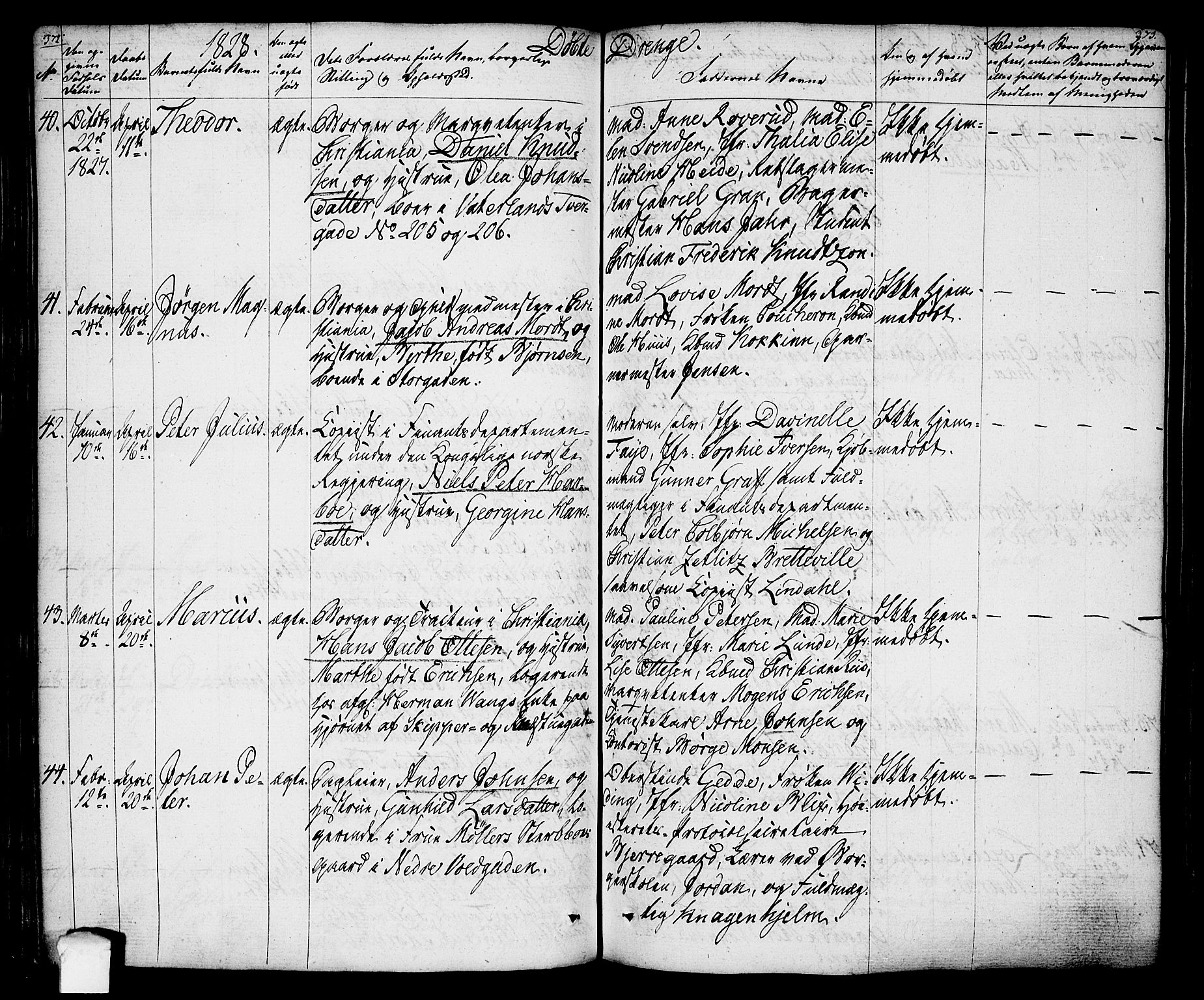 Oslo domkirke Kirkebøker, SAO/A-10752/F/Fa/L0010: Parish register (official) no. 10, 1824-1830, p. 372-373