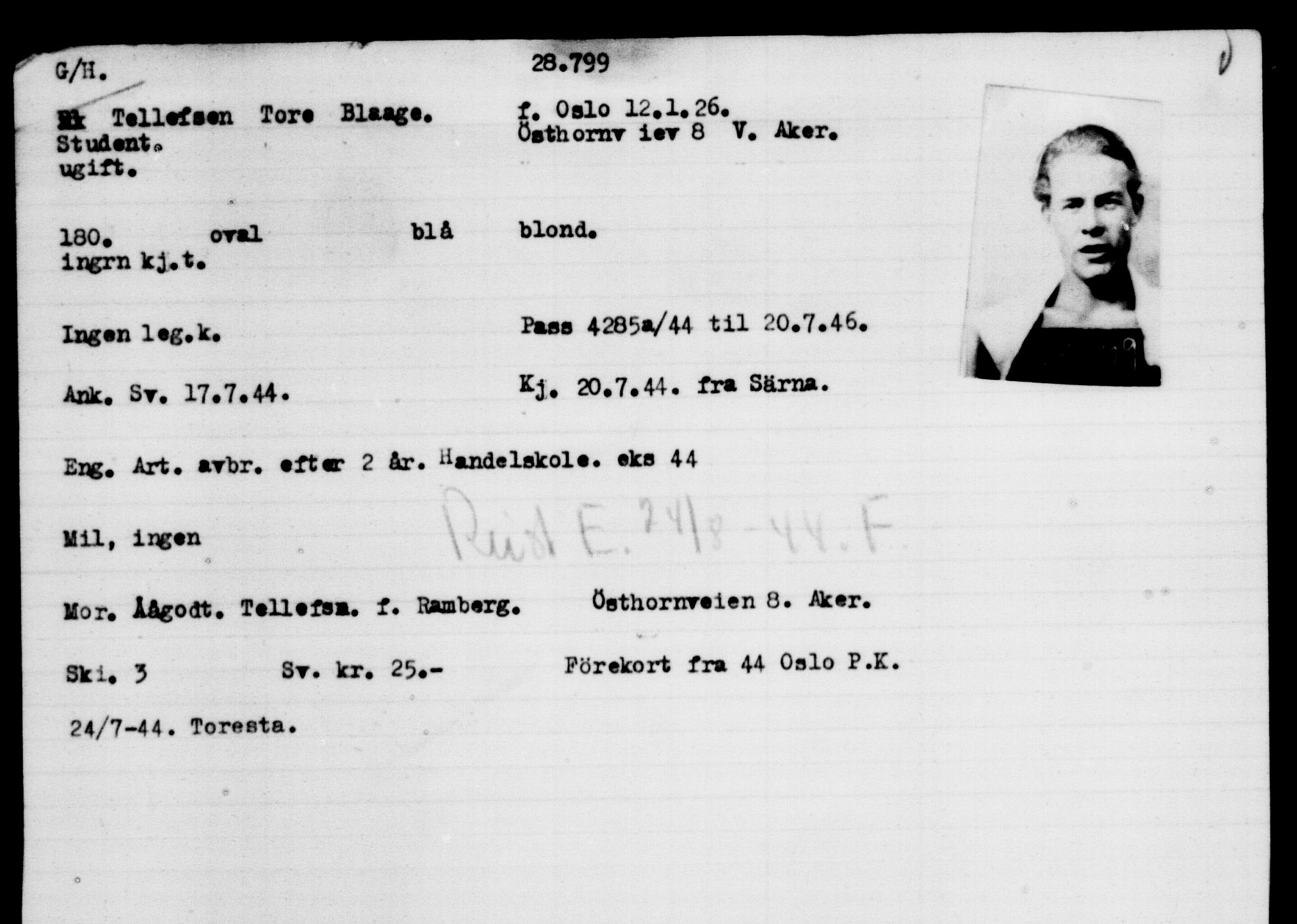 Den Kgl. Norske Legasjons Flyktningskontor, AV/RA-S-6753/V/Va/L0011: Kjesäterkartoteket.  Flyktningenr. 25300-28349, 1940-1945, p. 2520