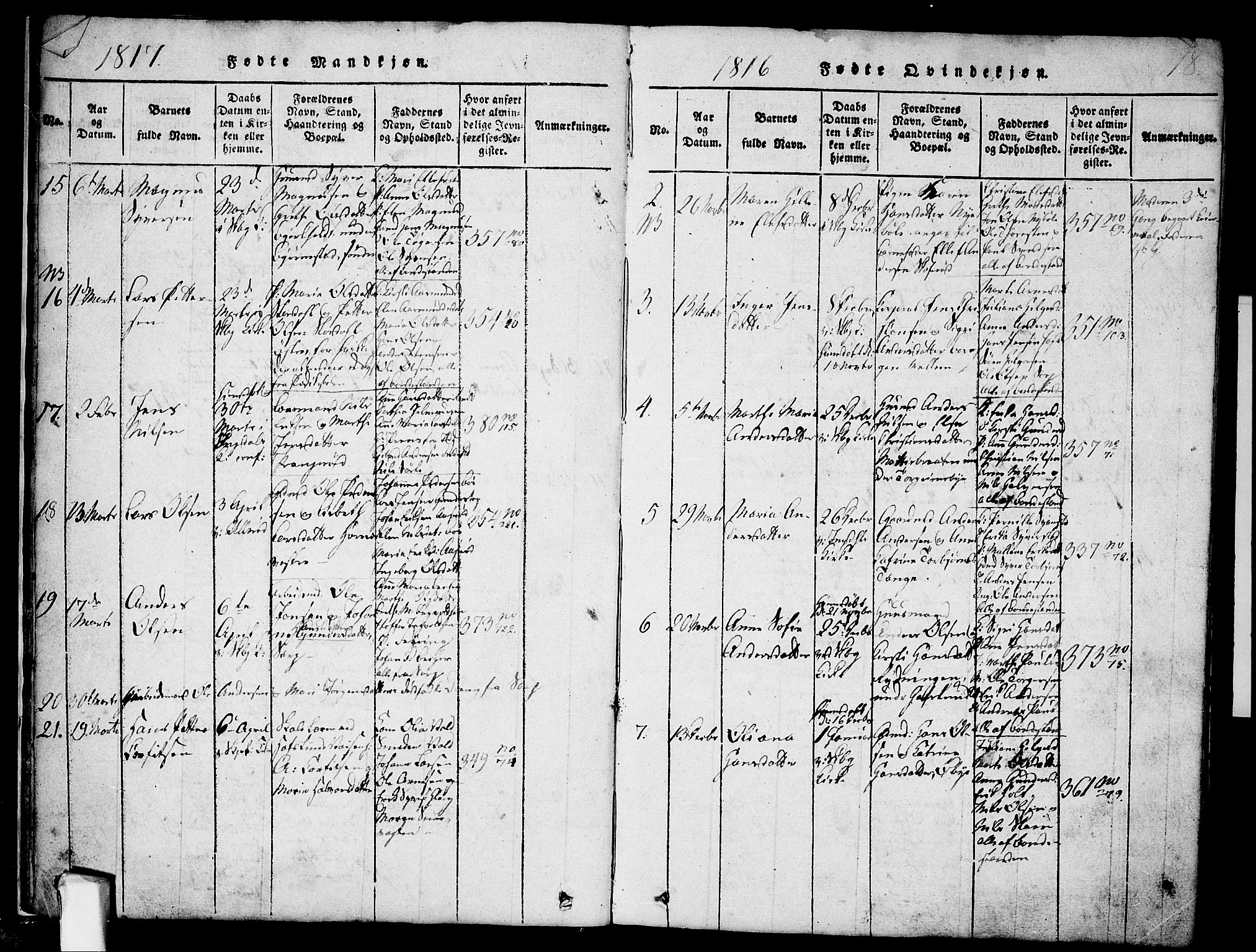 Skjeberg prestekontor Kirkebøker, AV/SAO-A-10923/F/Fa/L0004: Parish register (official) no. I 4, 1815-1830, p. 18