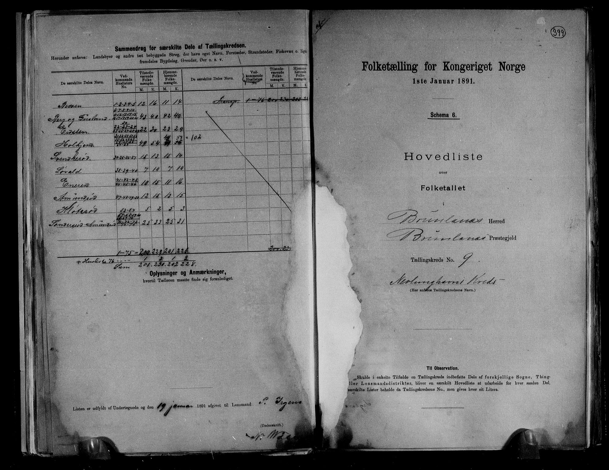 RA, 1891 census for 0726 Brunlanes, 1891, p. 28