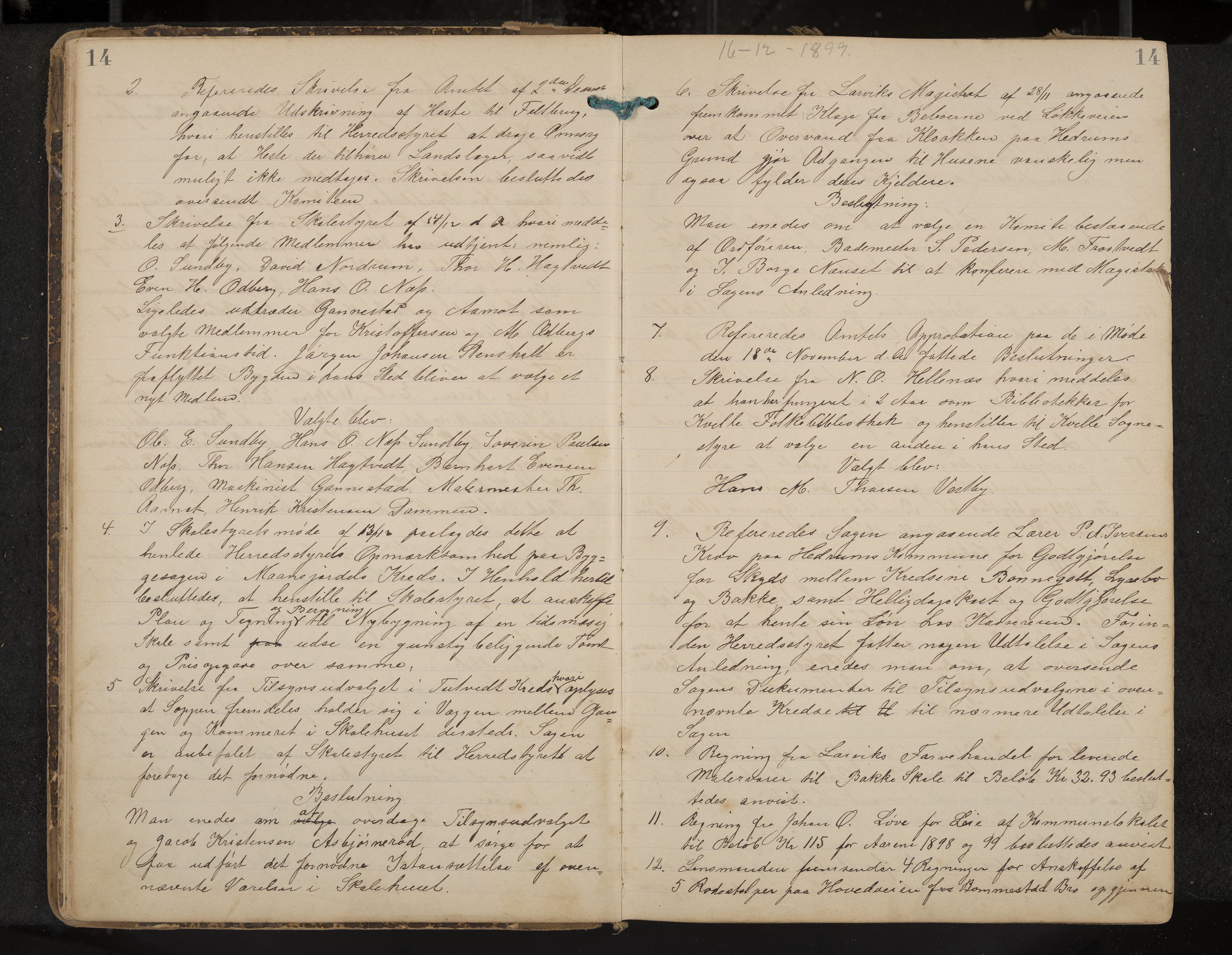 Hedrum formannskap og sentraladministrasjon, IKAK/0727021/A/Aa/L0005: Møtebok, 1899-1911, p. 14