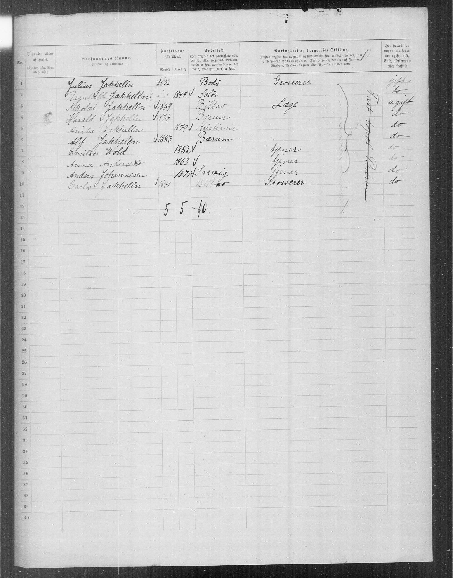 OBA, Municipal Census 1899 for Kristiania, 1899, p. 15519