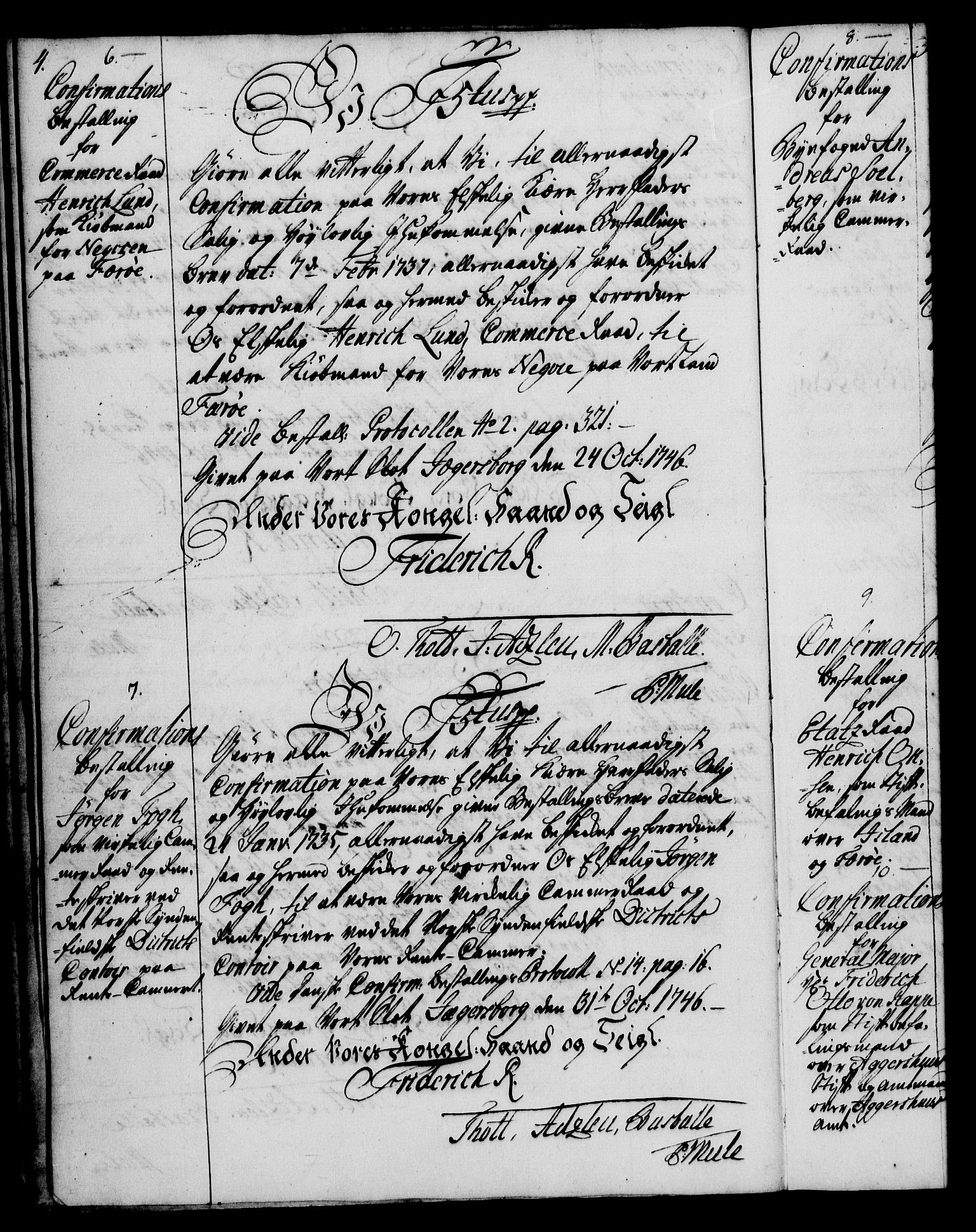 Rentekammeret, Kammerkanselliet, RA/EA-3111/G/Gg/Ggg/L0002: Norsk konfirmasjonsbestallingsprotokoll med register (merket RK 53.32), 1746-1748, p. 4