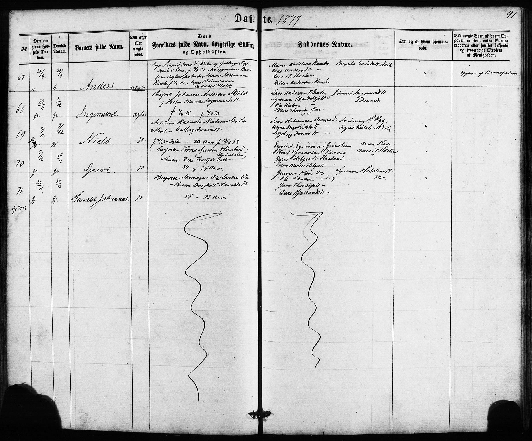 Etne sokneprestembete, AV/SAB-A-75001/H/Haa: Parish register (official) no. A 9, 1862-1878, p. 91