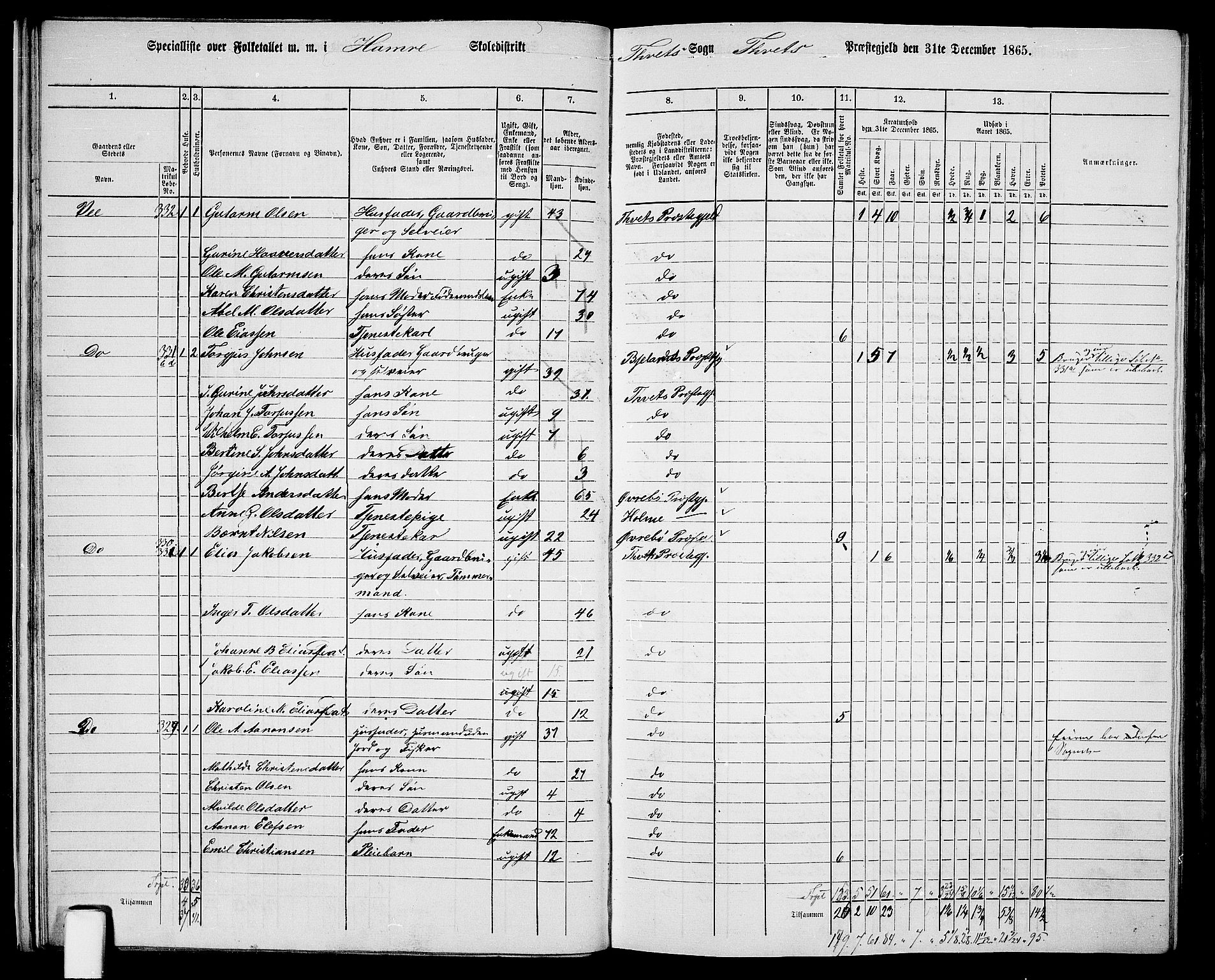 RA, 1865 census for Tveit, 1865, p. 23