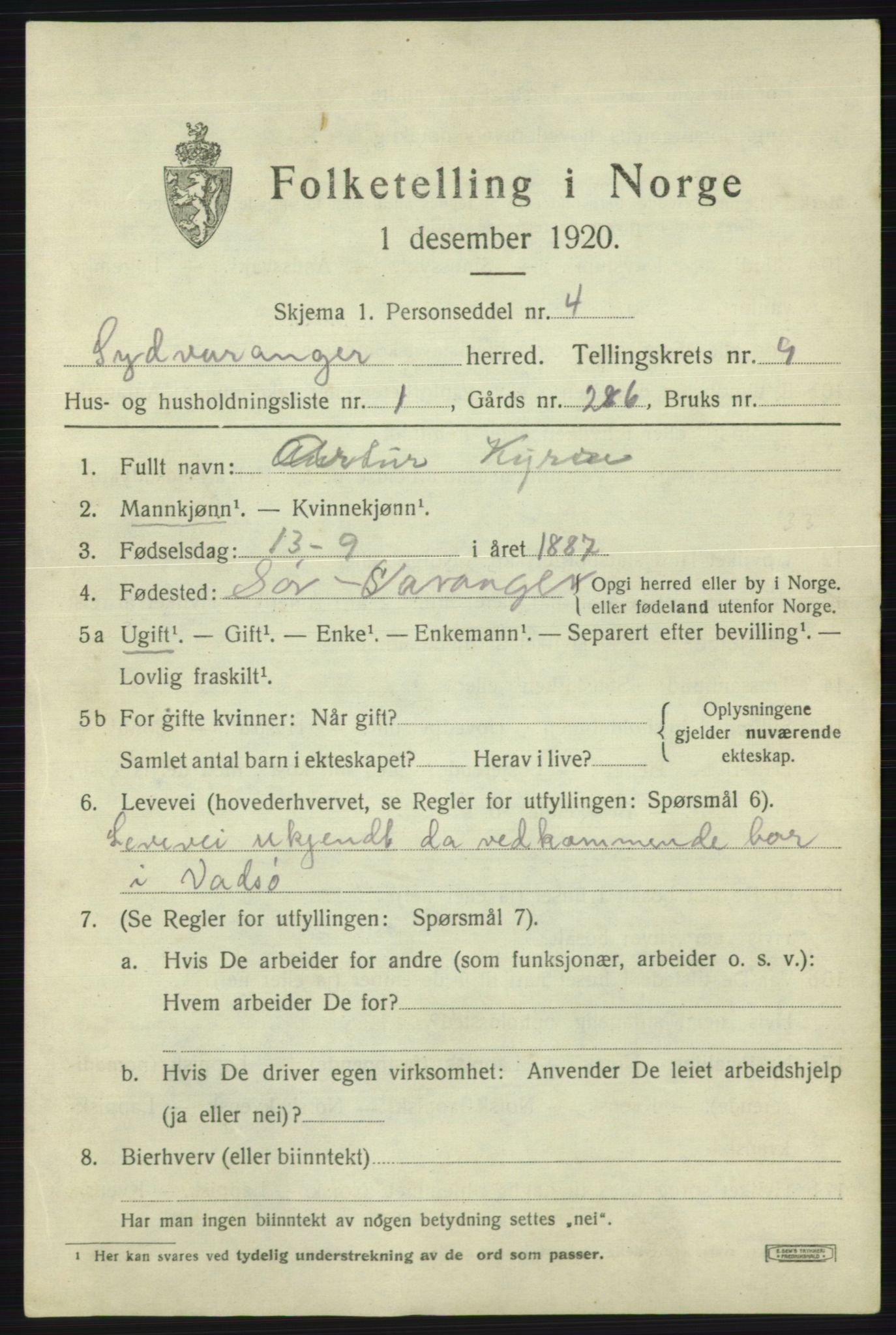 SATØ, 1920 census for Sør-Varanger, 1920, p. 6000