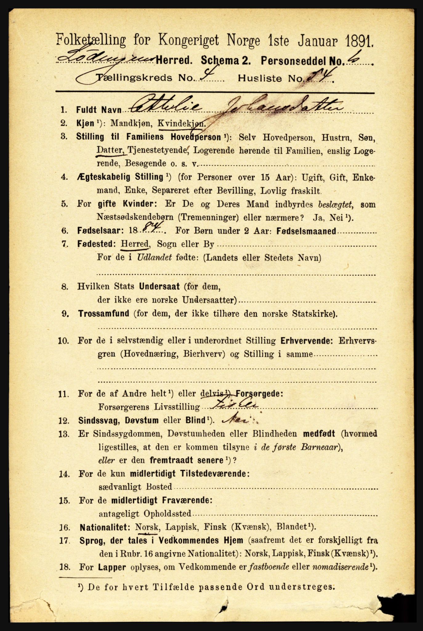 RA, 1891 census for 1851 Lødingen, 1891, p. 2265