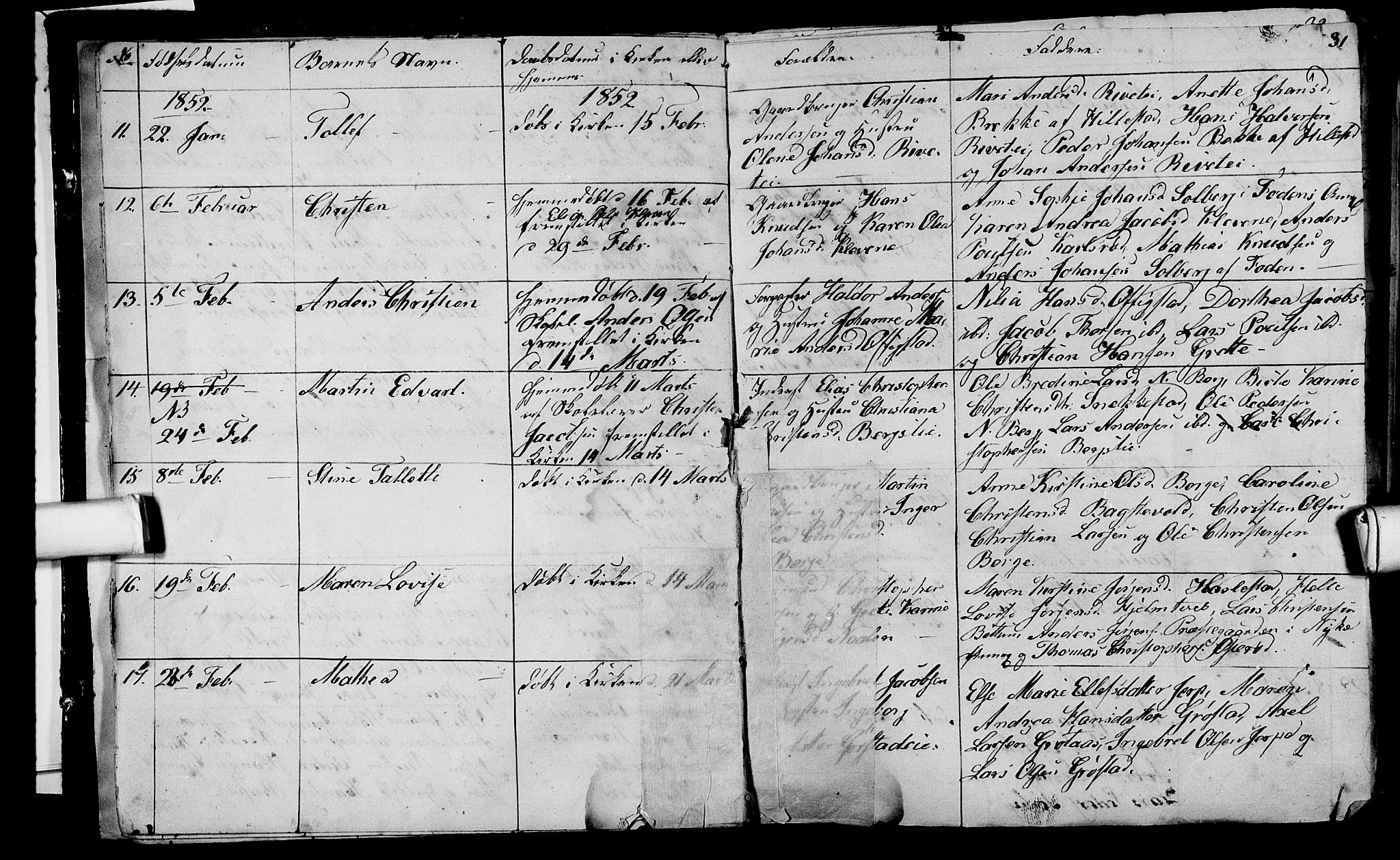 Våle kirkebøker, AV/SAKO-A-334/G/Ga/L0002: Parish register (copy) no. I 2, 1851-1863, p. 30-31