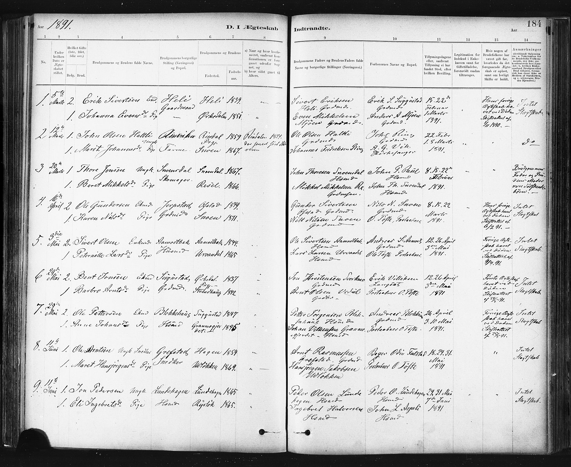Ministerialprotokoller, klokkerbøker og fødselsregistre - Sør-Trøndelag, SAT/A-1456/672/L0857: Parish register (official) no. 672A09, 1882-1893, p. 184