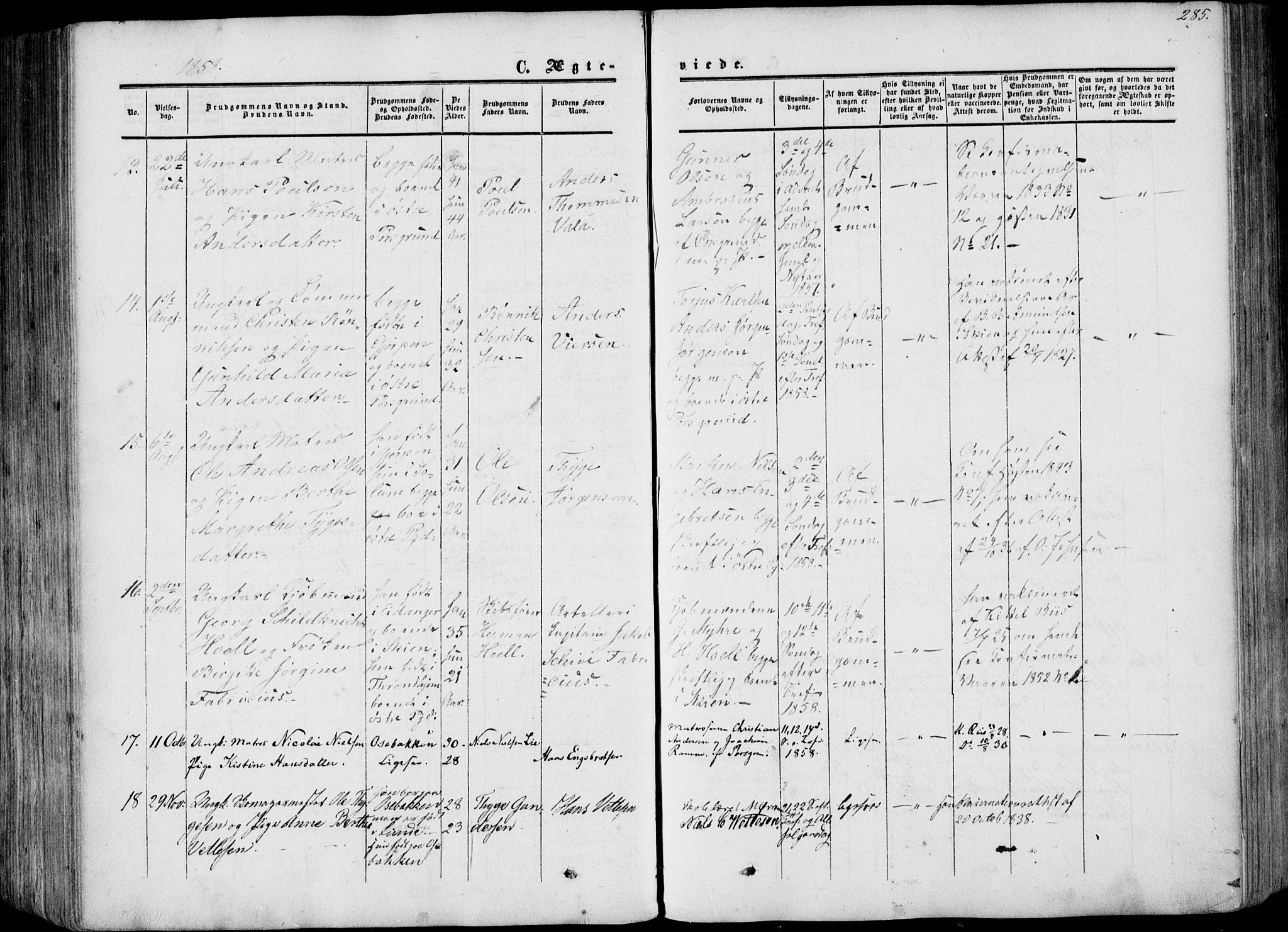 Porsgrunn kirkebøker , AV/SAKO-A-104/F/Fa/L0007: Parish register (official) no. 7, 1858-1877, p. 285