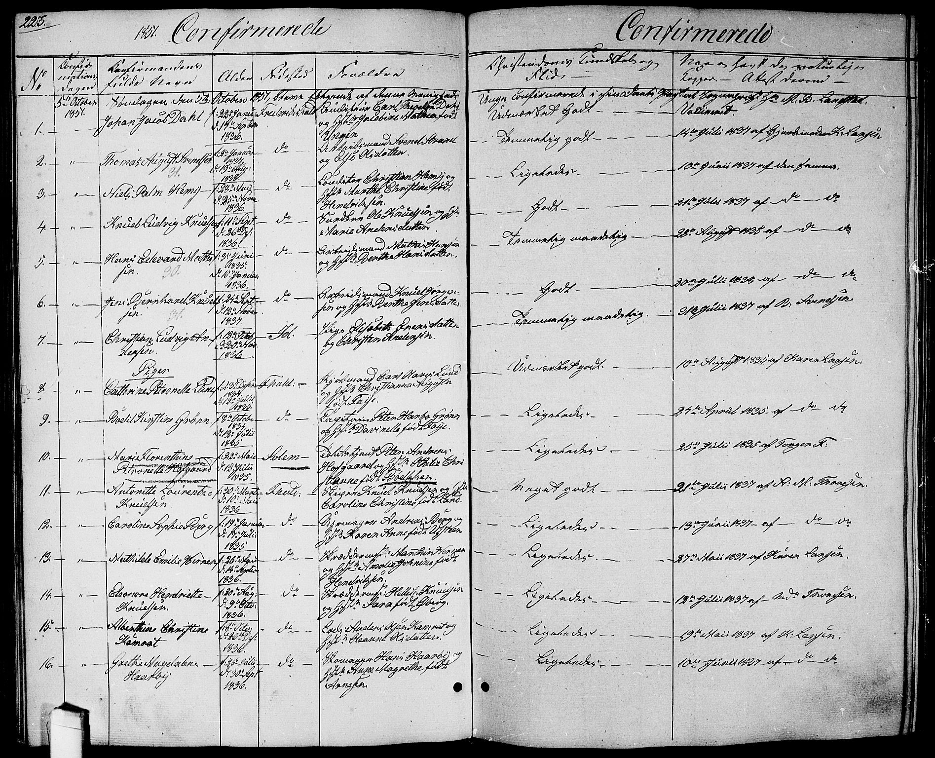 Halden prestekontor Kirkebøker, SAO/A-10909/G/Ga/L0004: Parish register (copy) no. 4, 1845-1854, p. 223