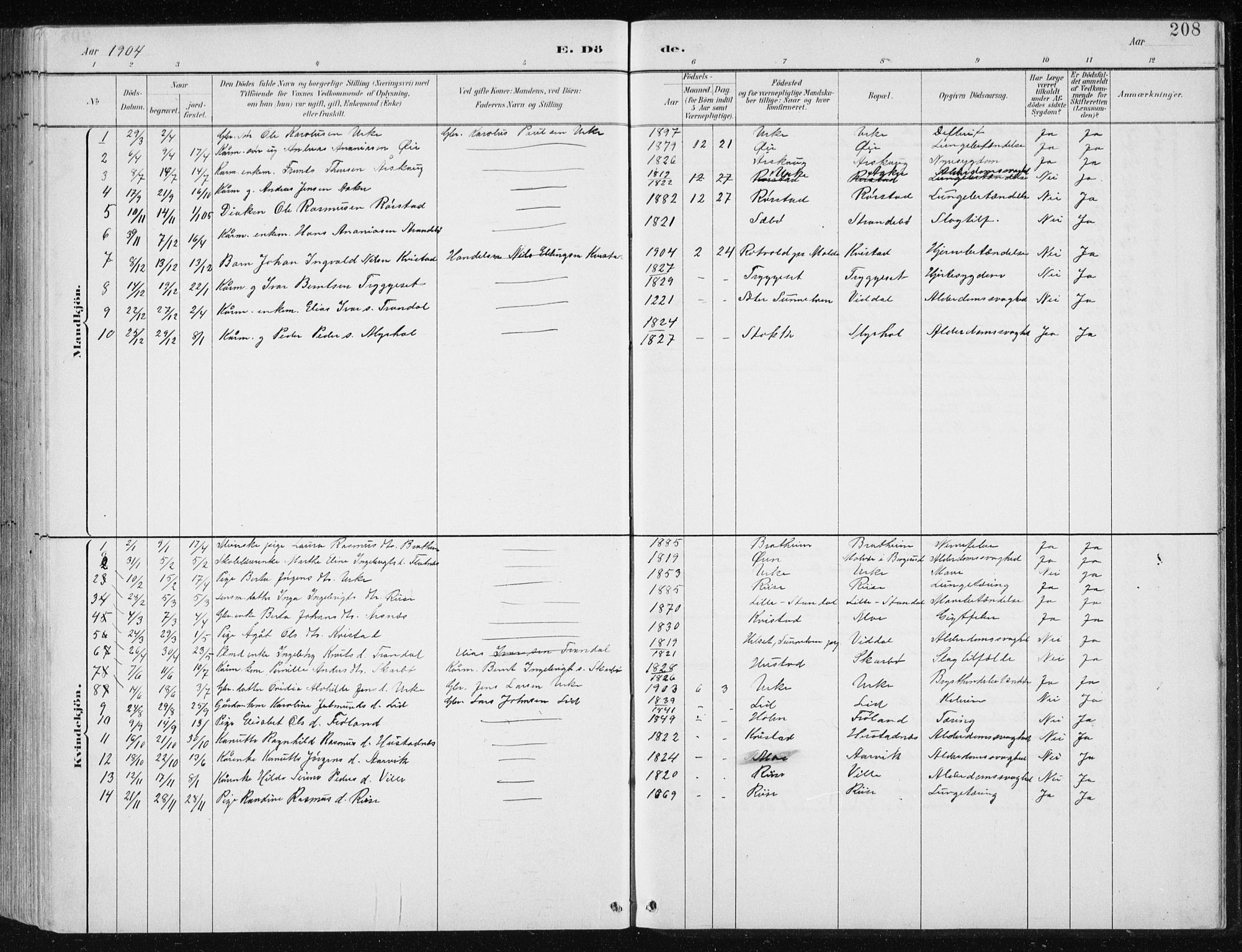 Ministerialprotokoller, klokkerbøker og fødselsregistre - Møre og Romsdal, AV/SAT-A-1454/515/L0215: Parish register (copy) no. 515C02, 1884-1906, p. 208