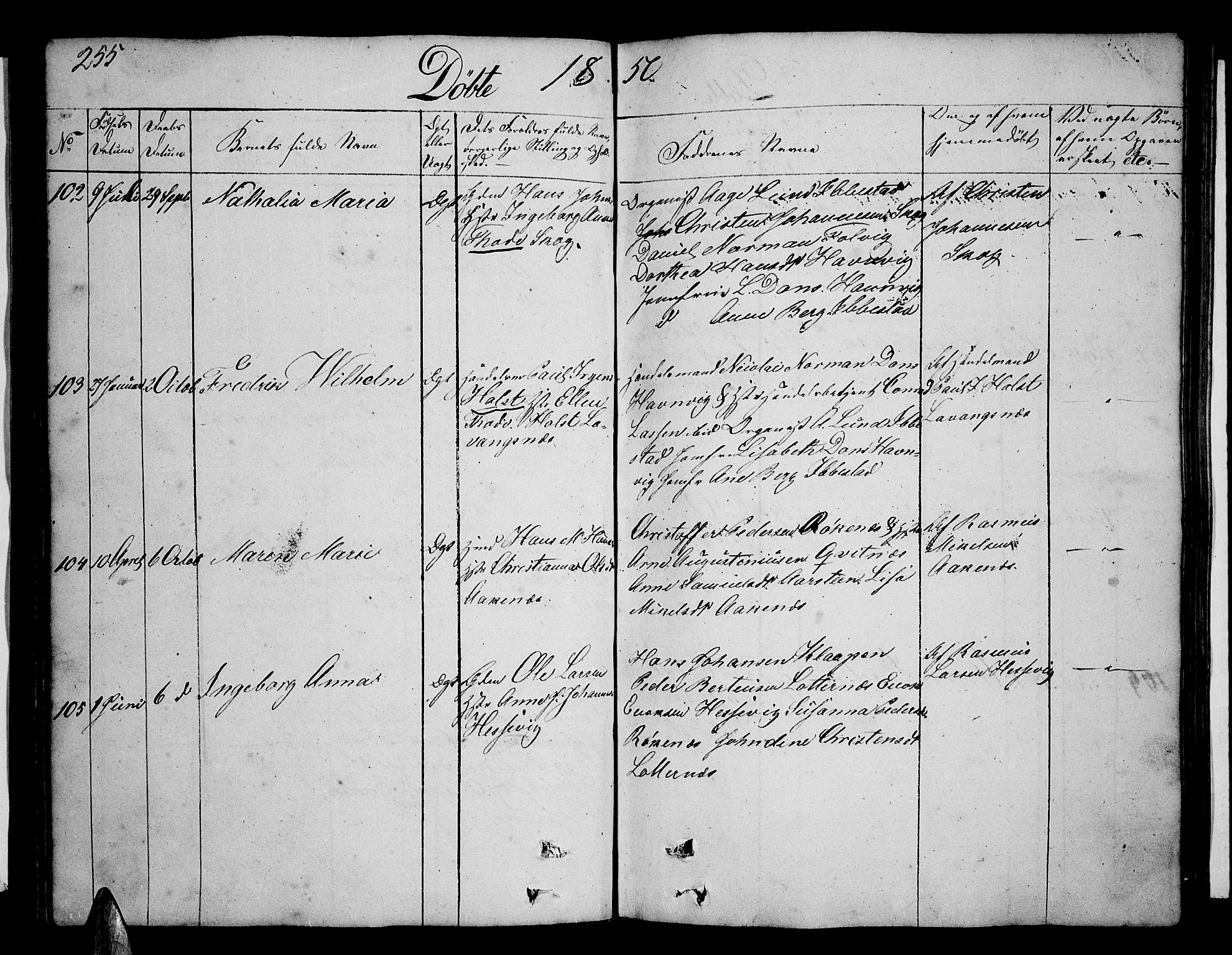 Ibestad sokneprestembete, SATØ/S-0077/H/Ha/Hab/L0003klokker: Parish register (copy) no. 3, 1833-1852, p. 255