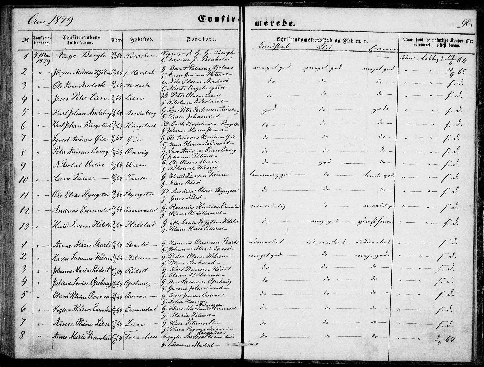 Ministerialprotokoller, klokkerbøker og fødselsregistre - Møre og Romsdal, AV/SAT-A-1454/520/L0281: Parish register (official) no. 520A10, 1851-1881, p. 90