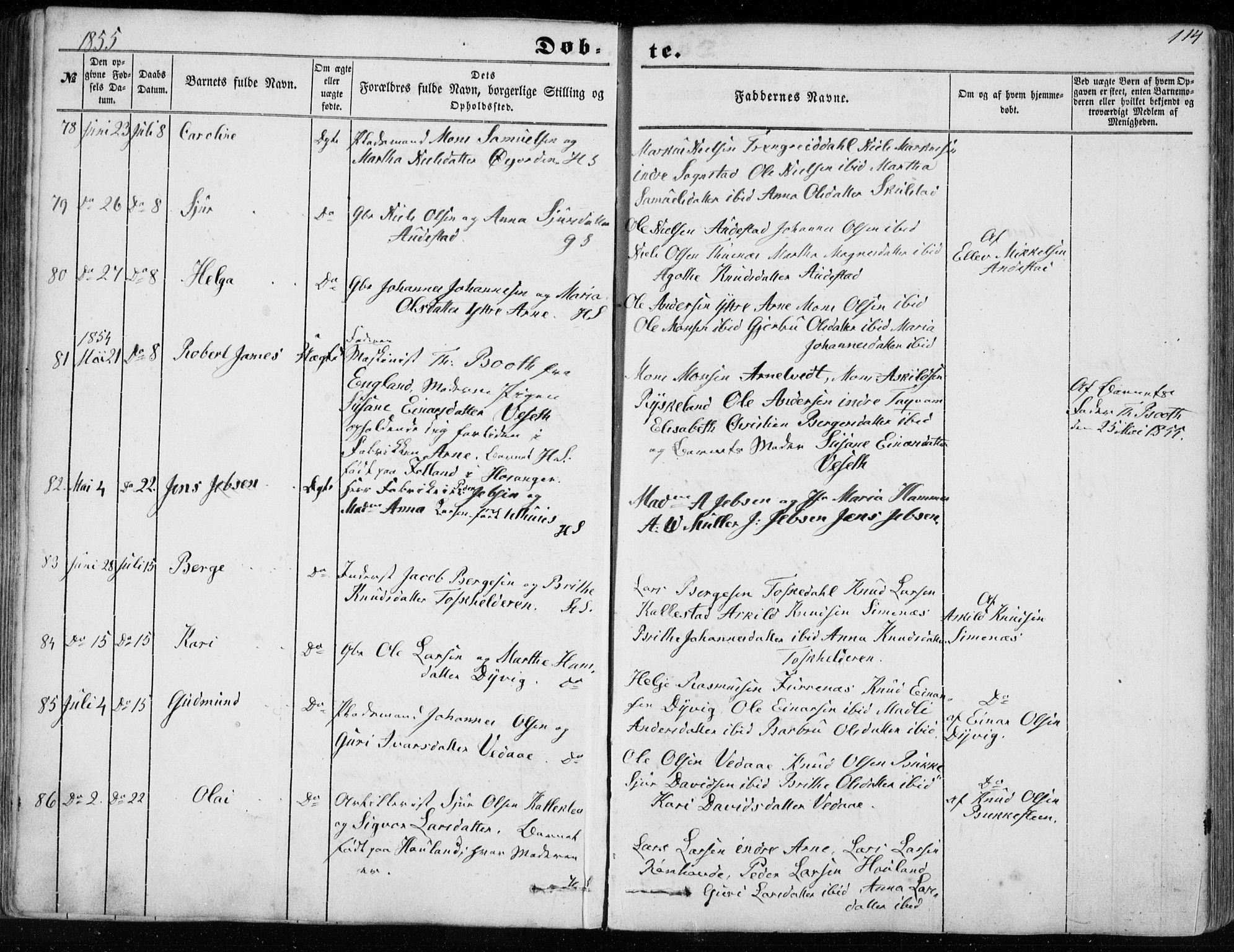 Haus sokneprestembete, AV/SAB-A-75601/H/Haa: Parish register (official) no. A 16 I, 1848-1857, p. 114