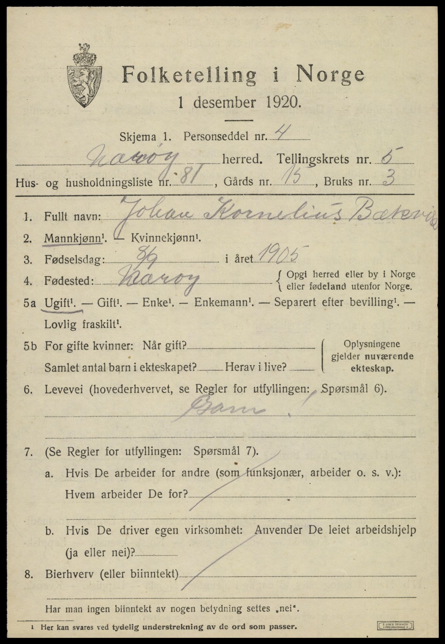 SAT, 1920 census for Nærøy, 1920, p. 3337