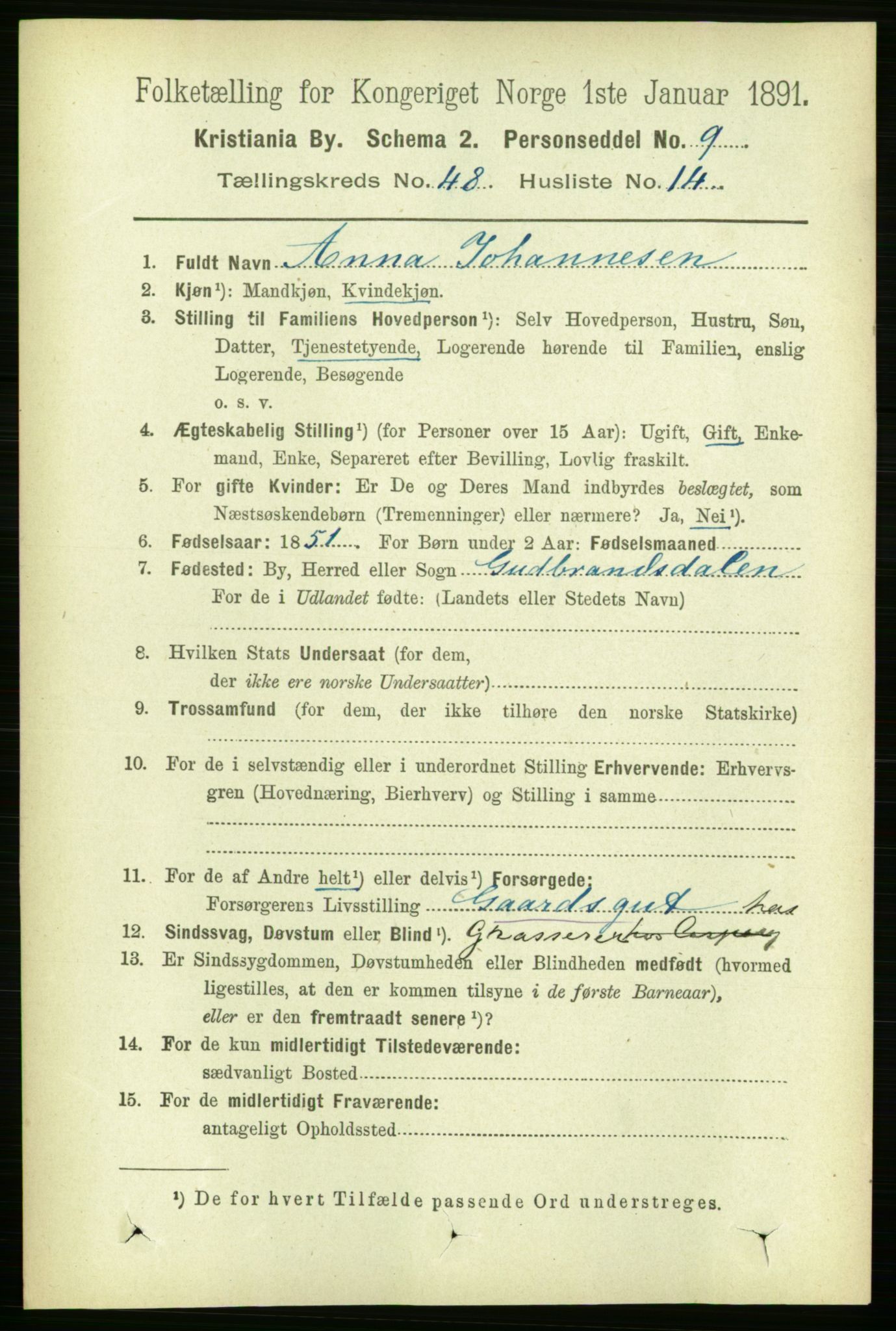 RA, 1891 census for 0301 Kristiania, 1891, p. 28448