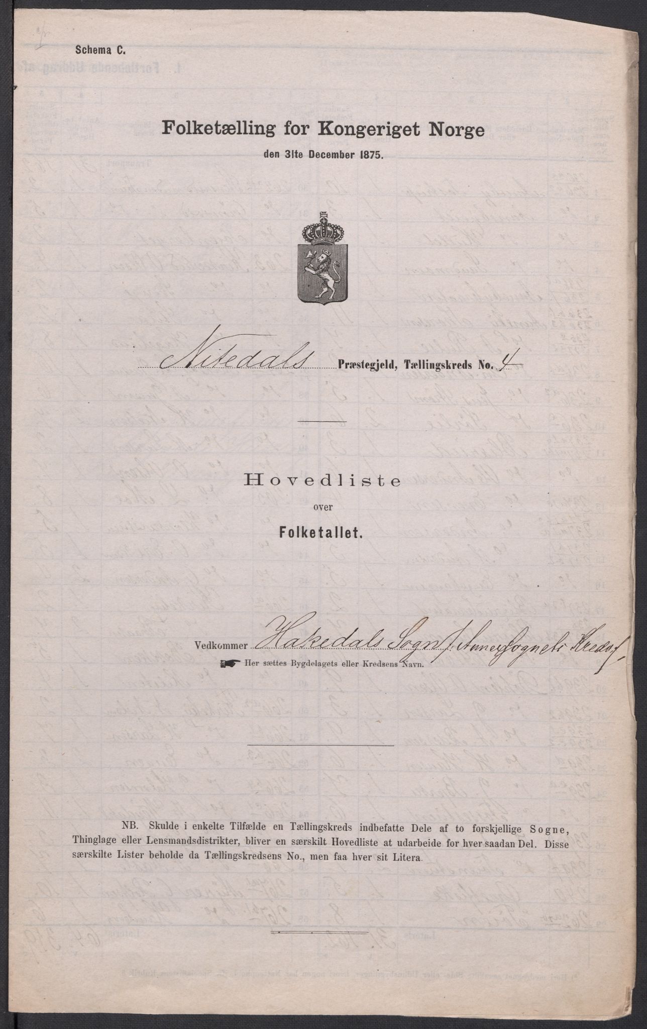 RA, 1875 census for 0233P Nittedal, 1875, p. 19