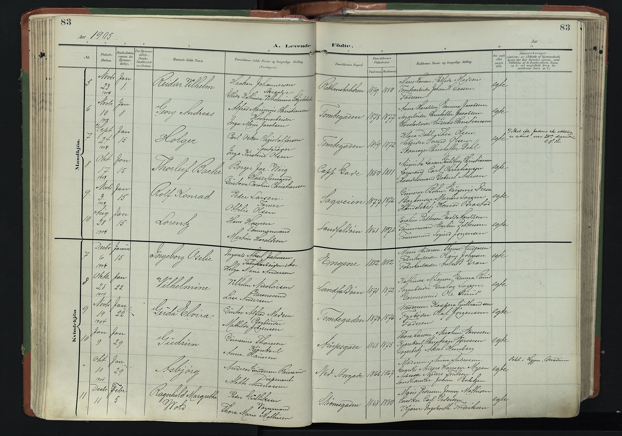 Bragernes kirkebøker, SAKO/A-6/F/Fb/L0009: Parish register (official) no. II 9, 1902-1911, p. 83