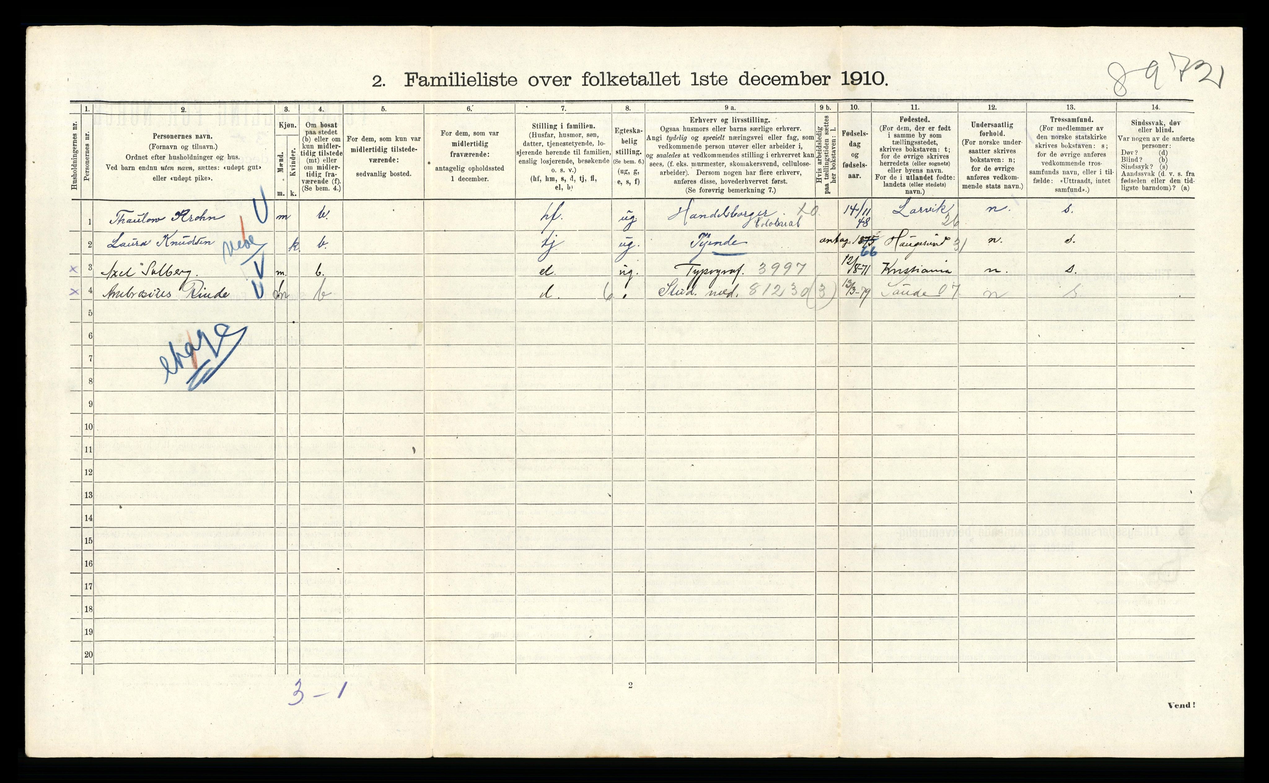 RA, 1910 census for Kristiania, 1910, p. 94860