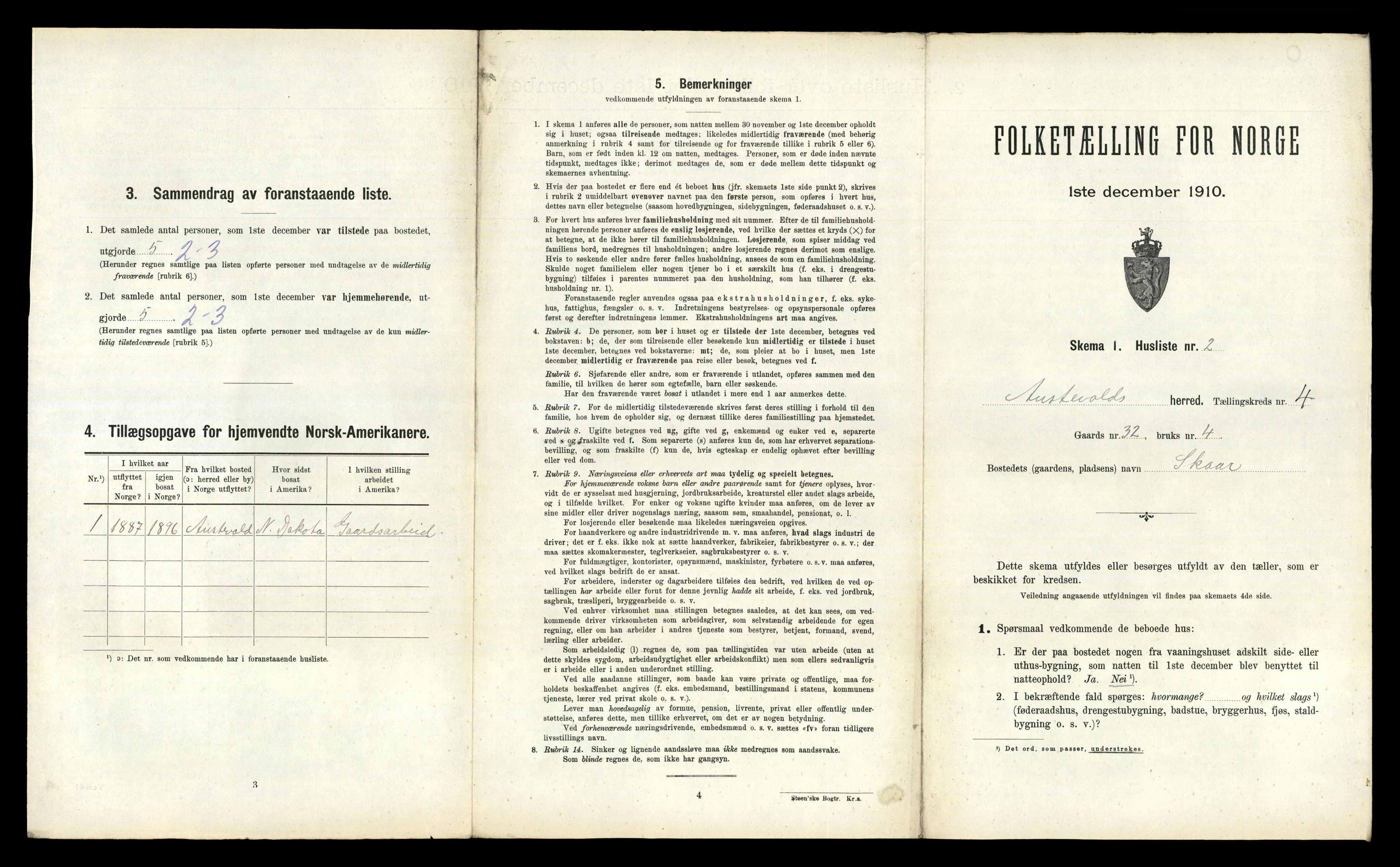 RA, 1910 census for Austevoll, 1910, p. 376