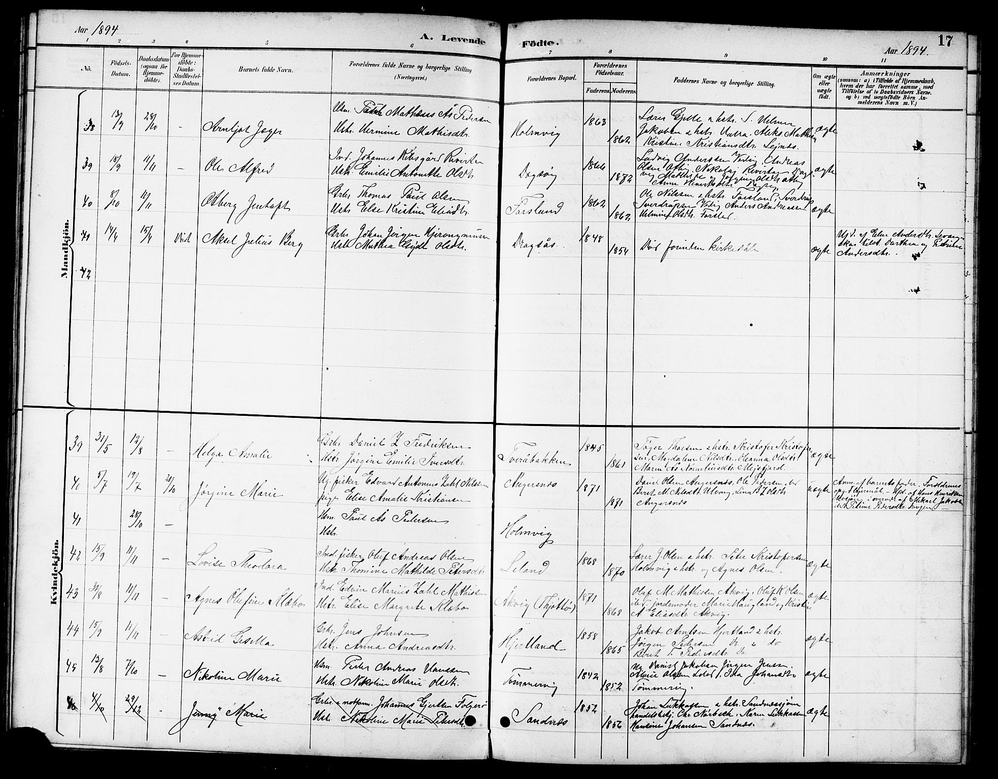 Ministerialprotokoller, klokkerbøker og fødselsregistre - Nordland, AV/SAT-A-1459/831/L0478: Parish register (copy) no. 831C05, 1892-1909, p. 17