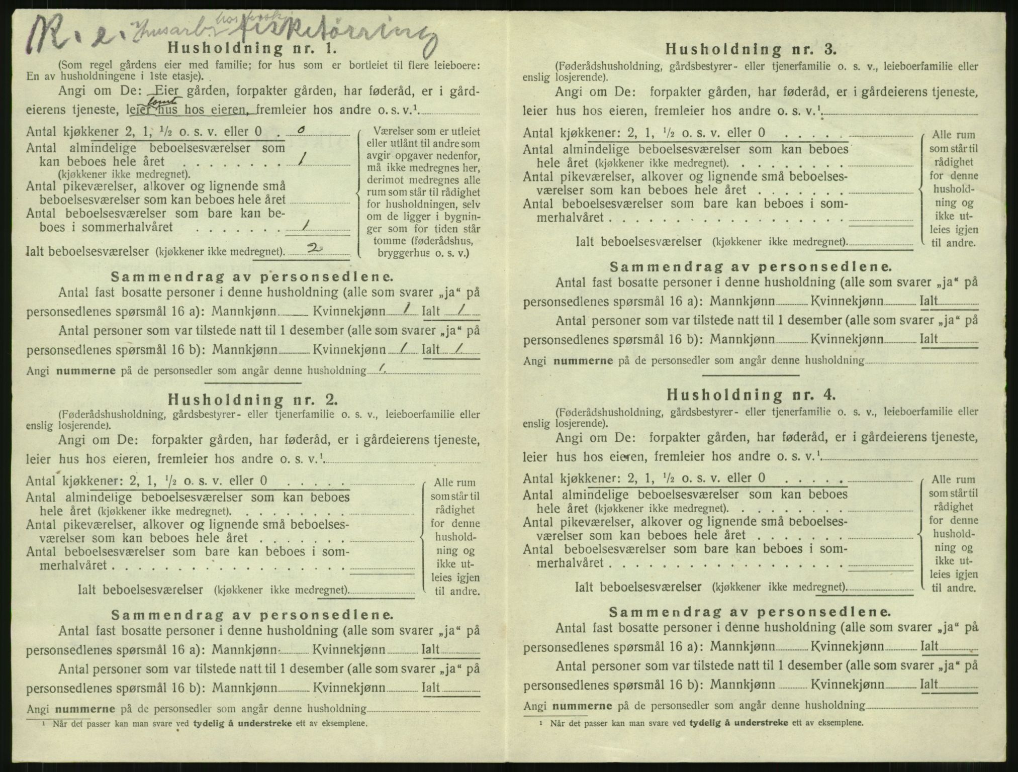 SAT, 1920 census for Vestnes, 1920, p. 1042