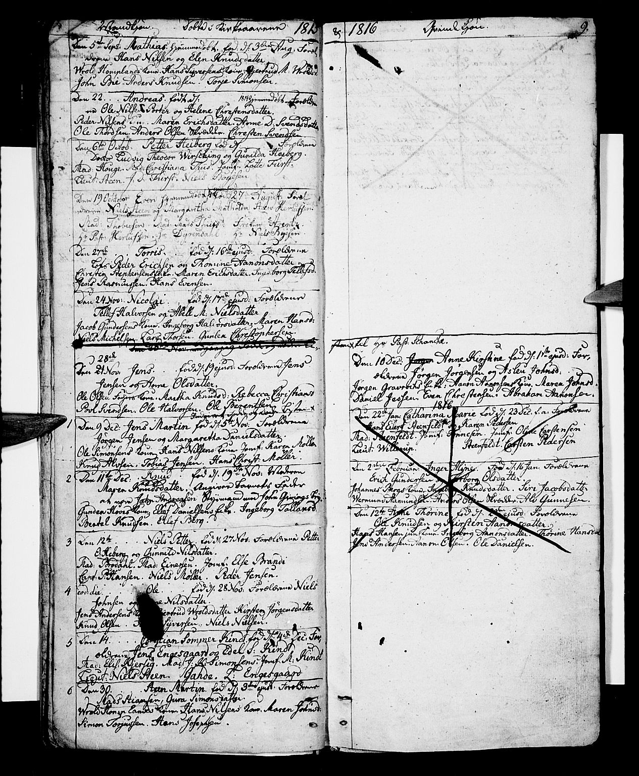 Risør sokneprestkontor, SAK/1111-0035/F/Fb/L0003: Parish register (copy) no. B 3 /1, 1812-1874, p. 9