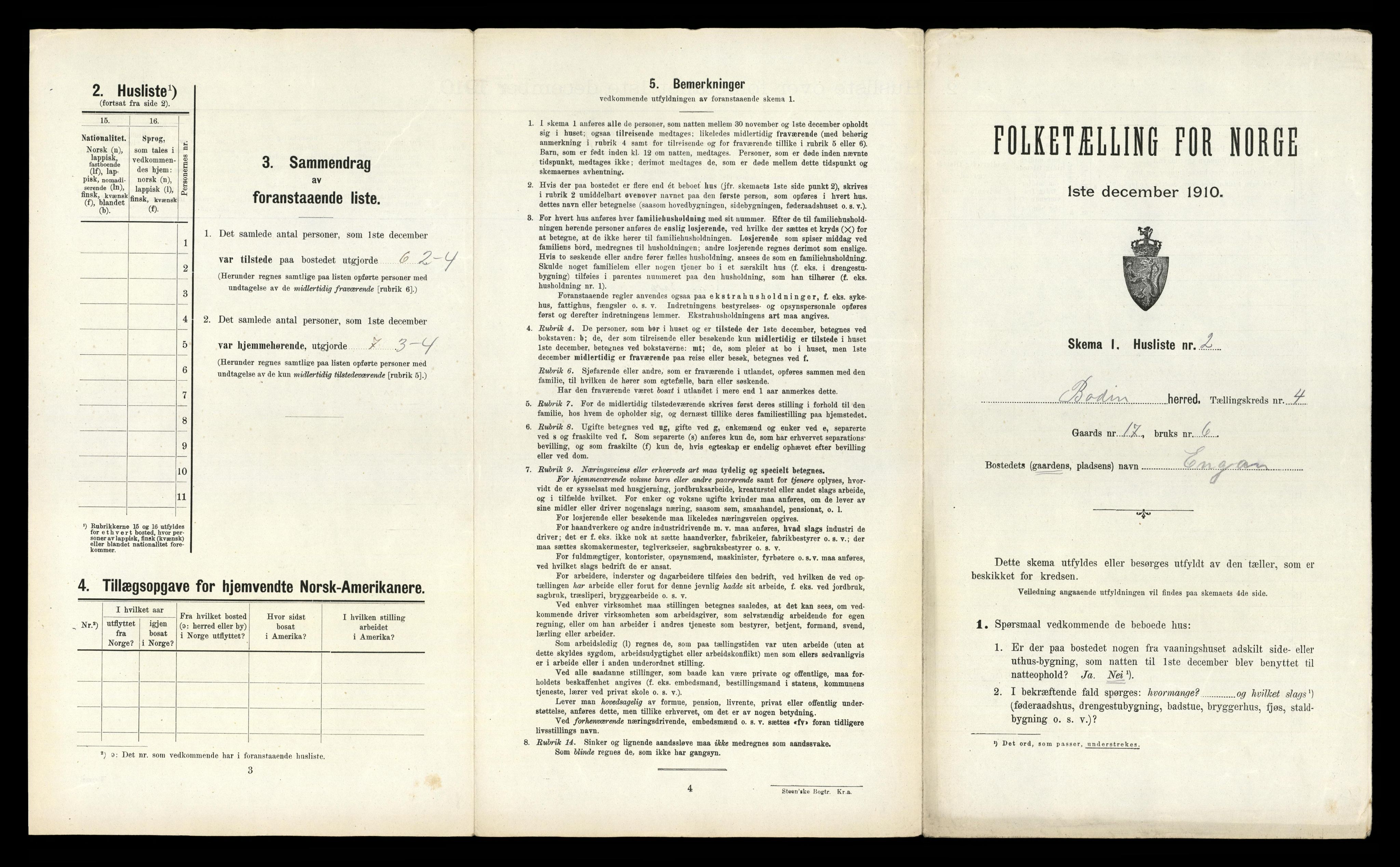RA, 1910 census for Bodin, 1910, p. 219
