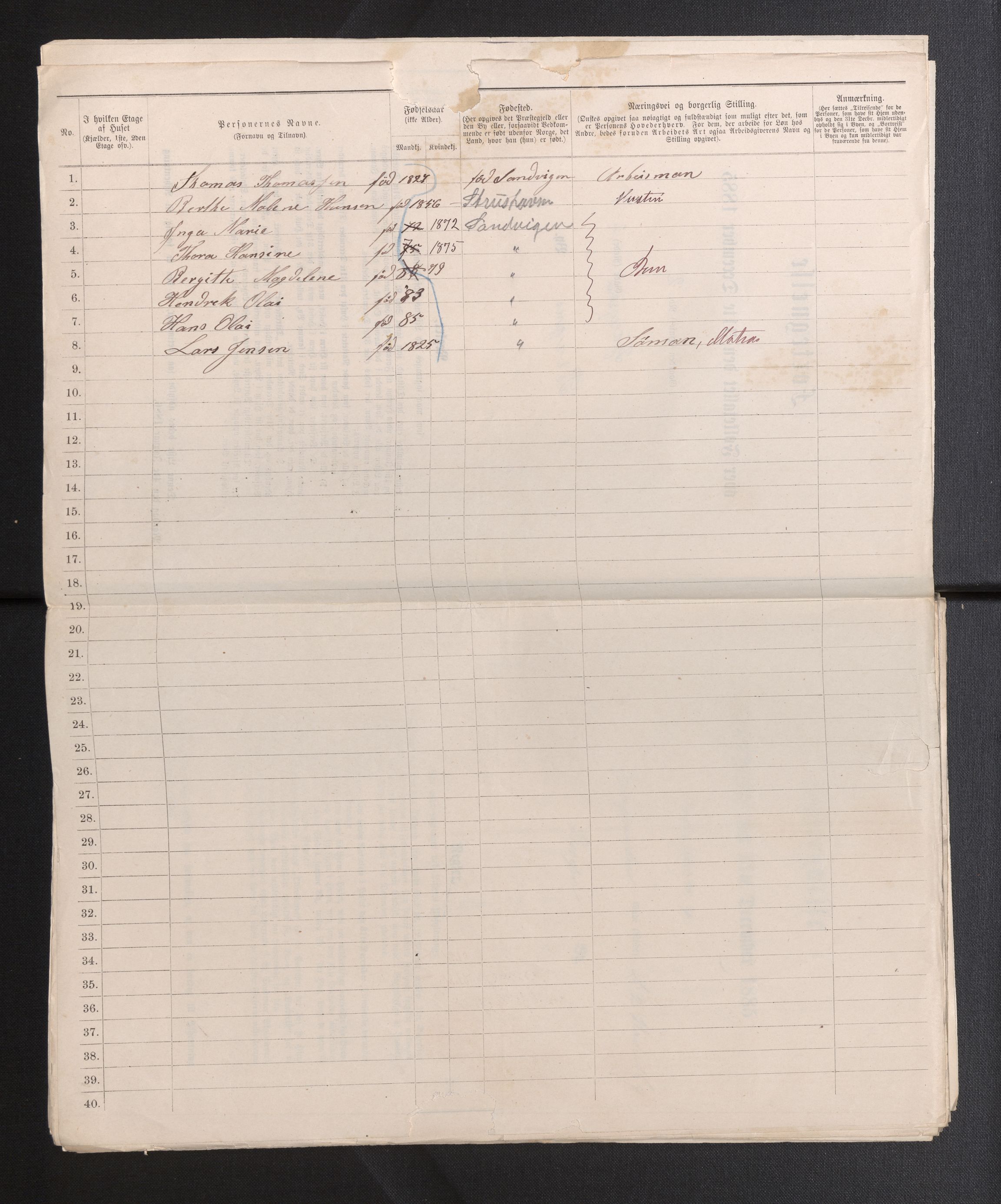 SAB, 1885 census for 1301 Bergen, 1885, p. 1298