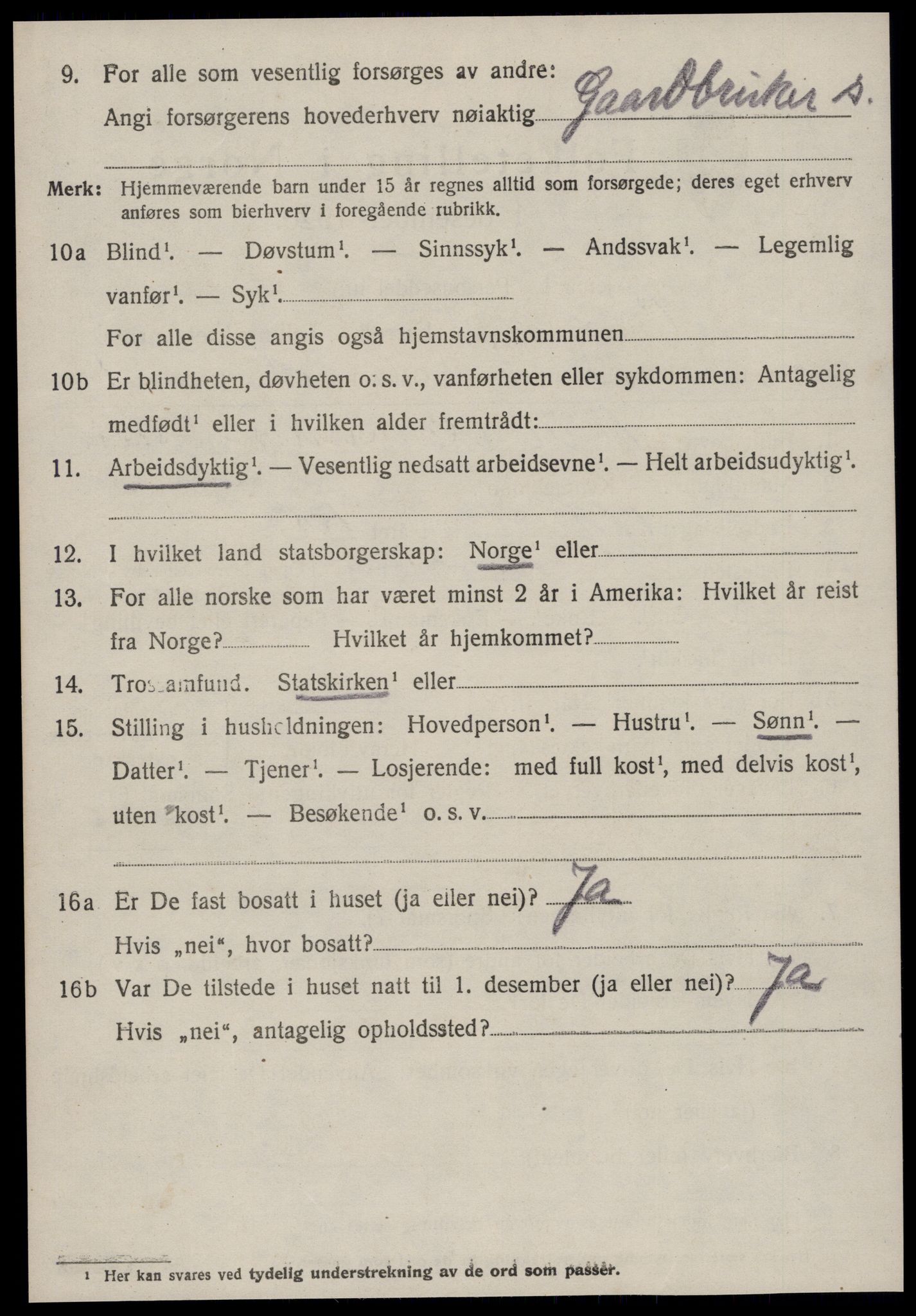 SAT, 1920 census for Borgund, 1920, p. 4615