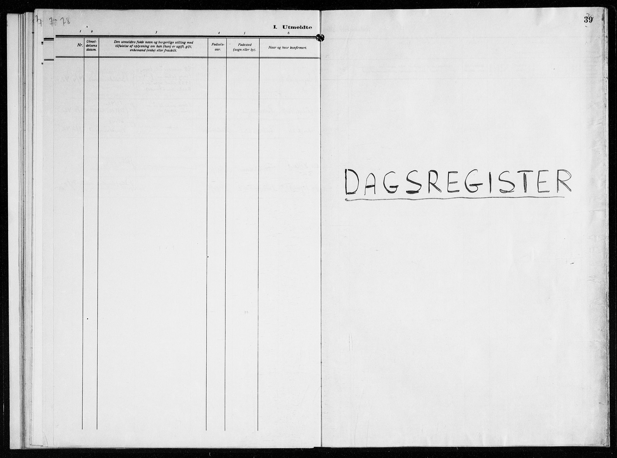 St. Jacob sokneprestembete, AV/SAB-A-78001/H/Haa/L0023: Parish register (official) no. G 1, 1942-1945, p. 39