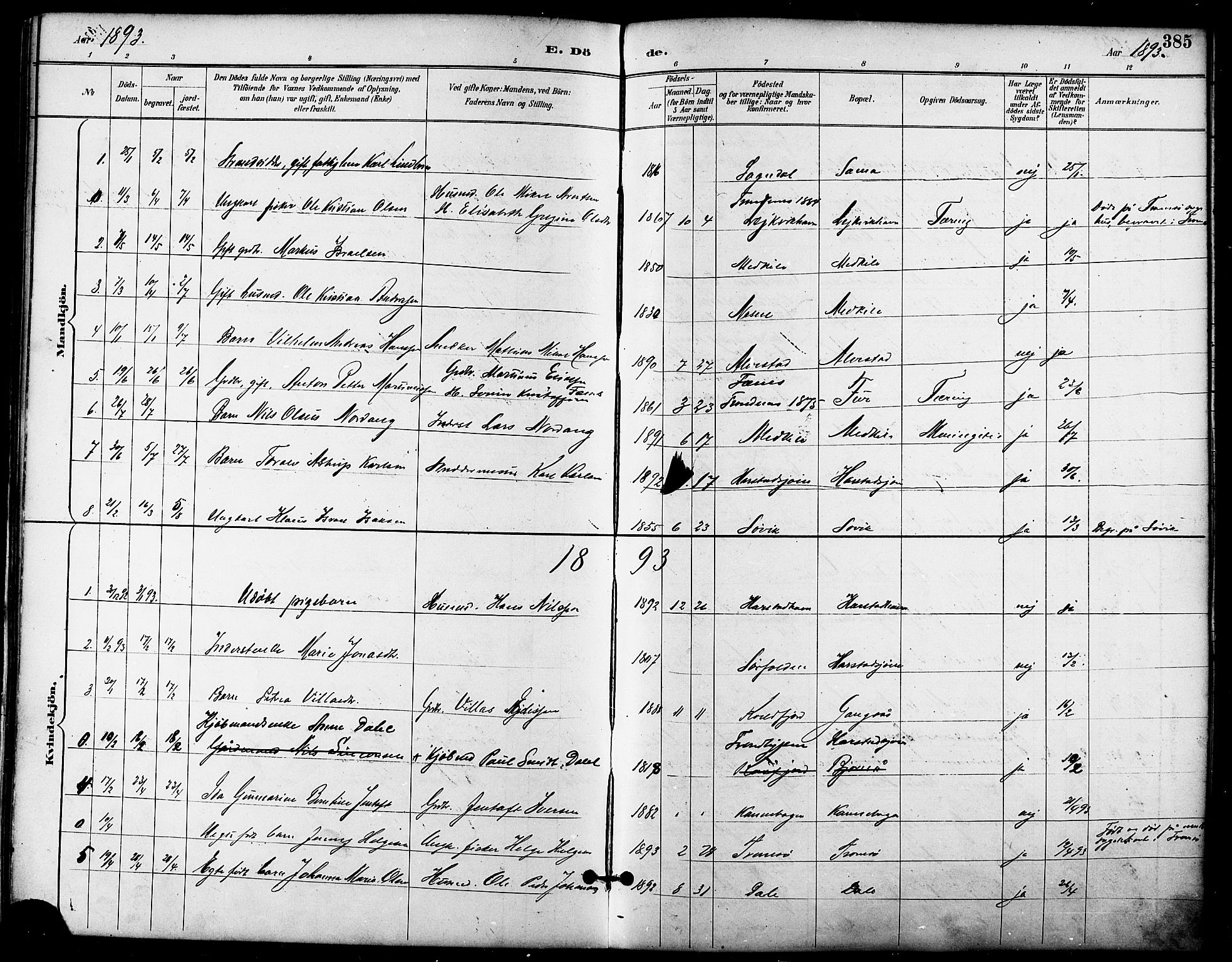 Trondenes sokneprestkontor, AV/SATØ-S-1319/H/Ha/L0016kirke: Parish register (official) no. 16, 1890-1898, p. 385