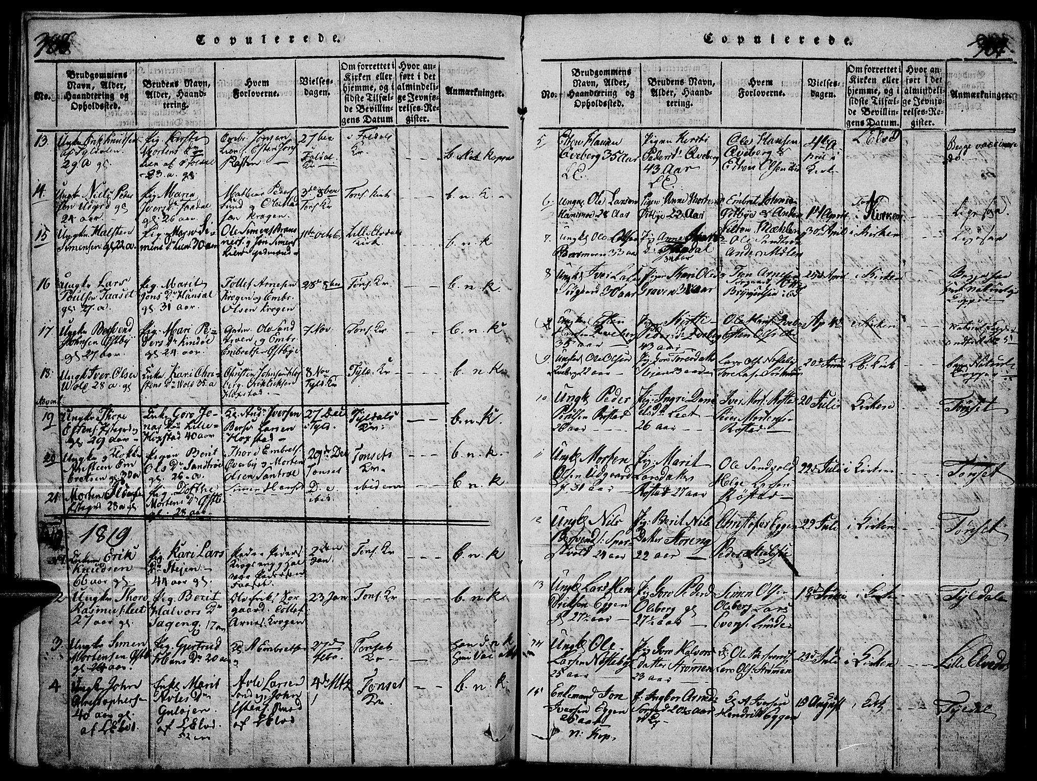 Tynset prestekontor, SAH/PREST-058/H/Ha/Haa/L0018: Parish register (official) no. 18, 1815-1829, p. 388-389